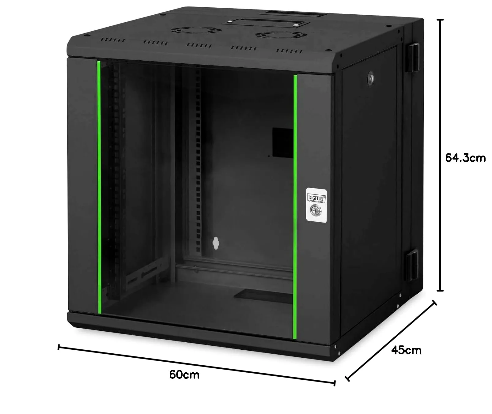 DIGITUS Professional DN-19 12-U-3-SW 12U - Alloggiamento da parete, serie Unique, 2 pezzi, orientabile, 643 x 600 x 600 mm, colore: Nero