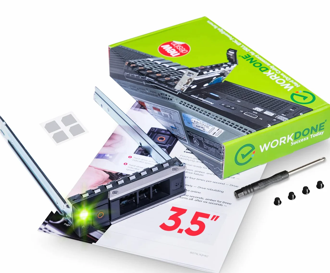 WorkDone Caddy per disco rigido da 3,5 pollici Compatibile con PowerEdge Dell - R340 R440 R540 R640 R740 R6415 R7415 R7425 X7K8W di 14° generazione - Vassoio della staffa Hot Swap contenitore