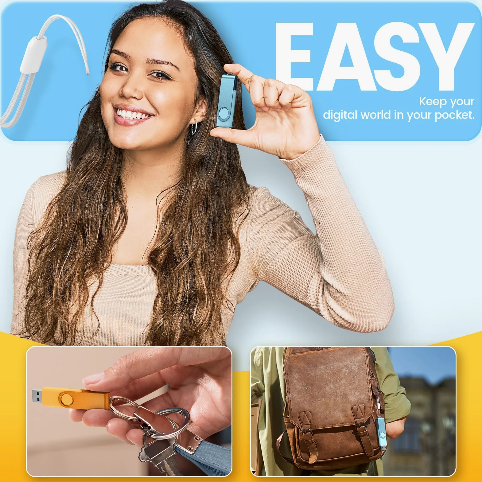 Kepmem - Unità flash da 64 GB, confezione da 10, chiavetta USB ad alta capacità, unità USB da 64 GB, chiavetta USB 2.0 ad alta velocità, unità da 64 Giga, unità zip per archiviazione dati