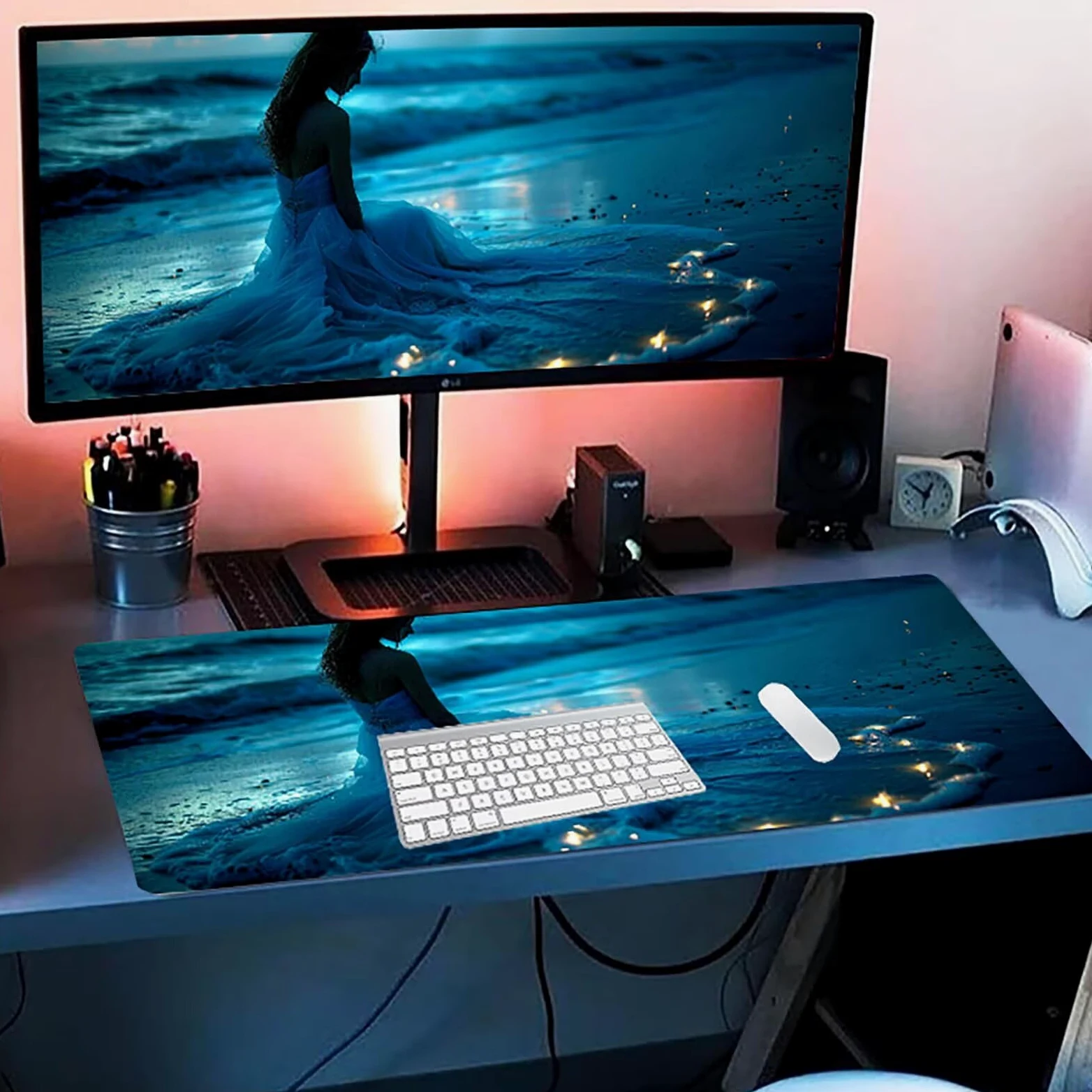 Tappetino Mouse XXL 1500 x 800 mm, Tappetino Mouse Donna, Gaming Mousepad Migliorare la Velocità e la Precisione, Mouse Pad con Base in Gomma Antiscivolo, Ufficio Accessori Gaming, Grigio V-7262