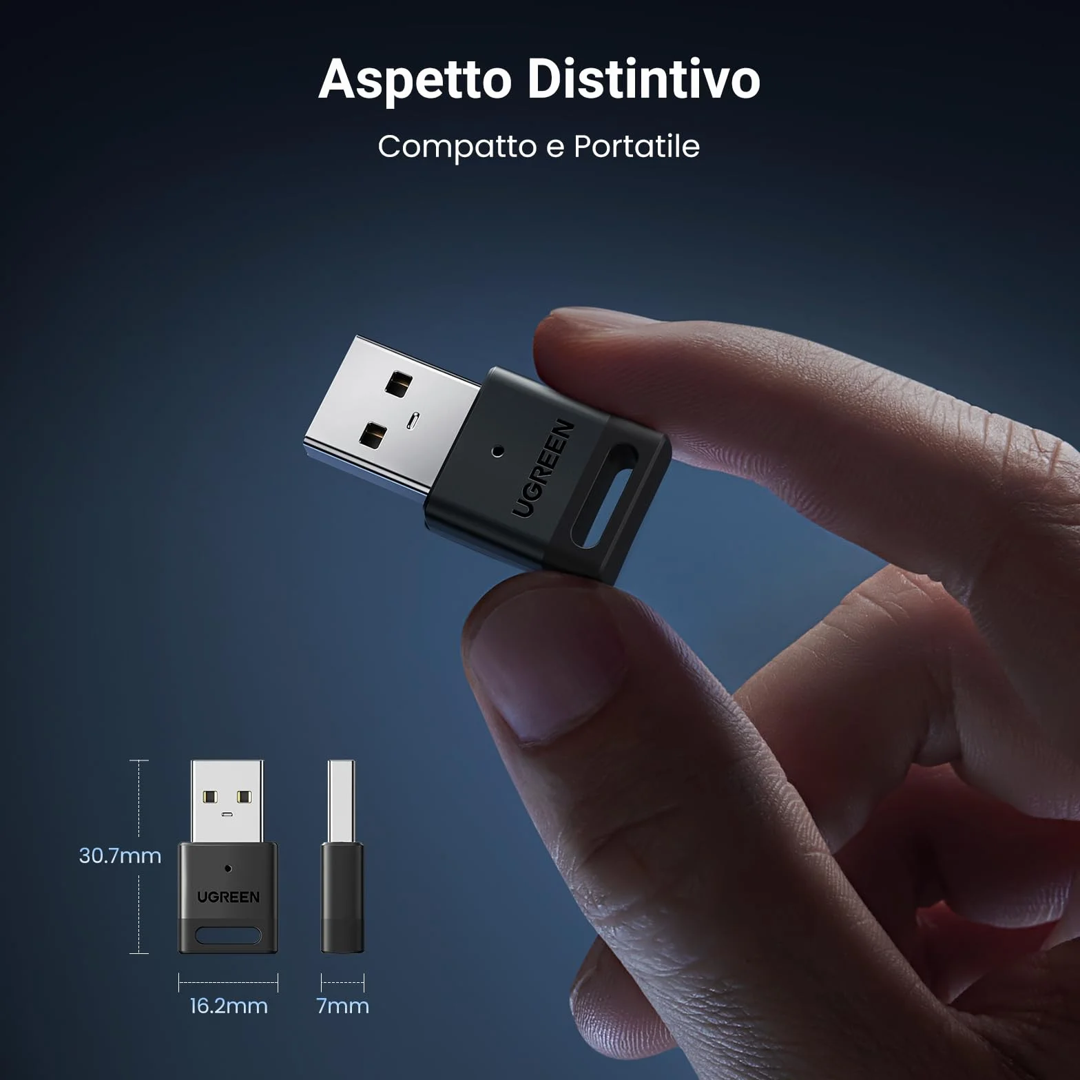 UGREEN USB Bluetooth 5.3 Adattatore per PC Donglepara Windows 11 10 8.1 con Controller PS5 PS4 Switch Tastiera Mouse Auriculares