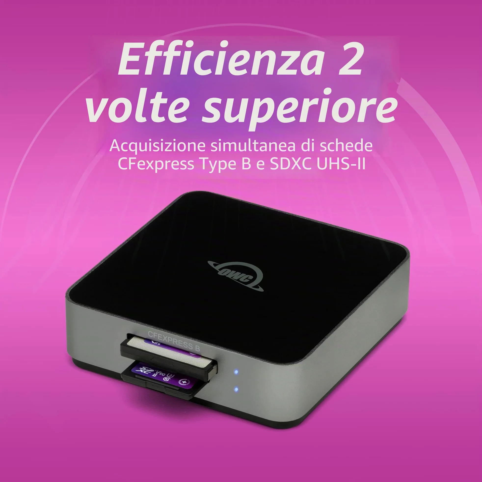 OWC Atlas Dual CFexpress + lettore di schede SD, USB-C Dual-Slot CFexpress Tipo B e SDXC UHS-II Card Reader, (OWCTCCFXBSDRDR)