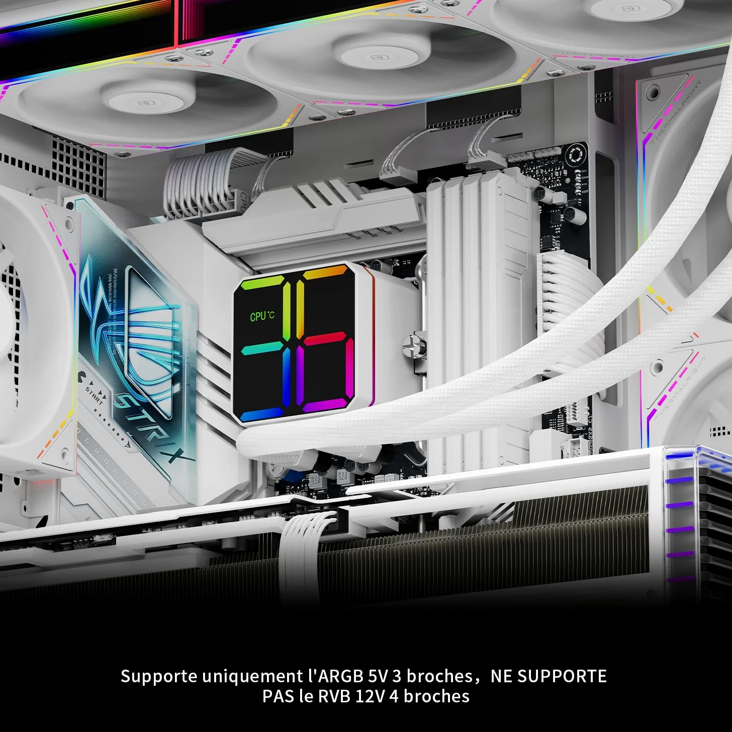 Thermalright Magic Qube 360 ARGB White - Raffreddatore per CPU 360 Aio, tre ventole TL-M12QW PWM, testa di raffreddamento digitale per AM4/AM5, Intel LGA1851/1700/1150/1151/1200