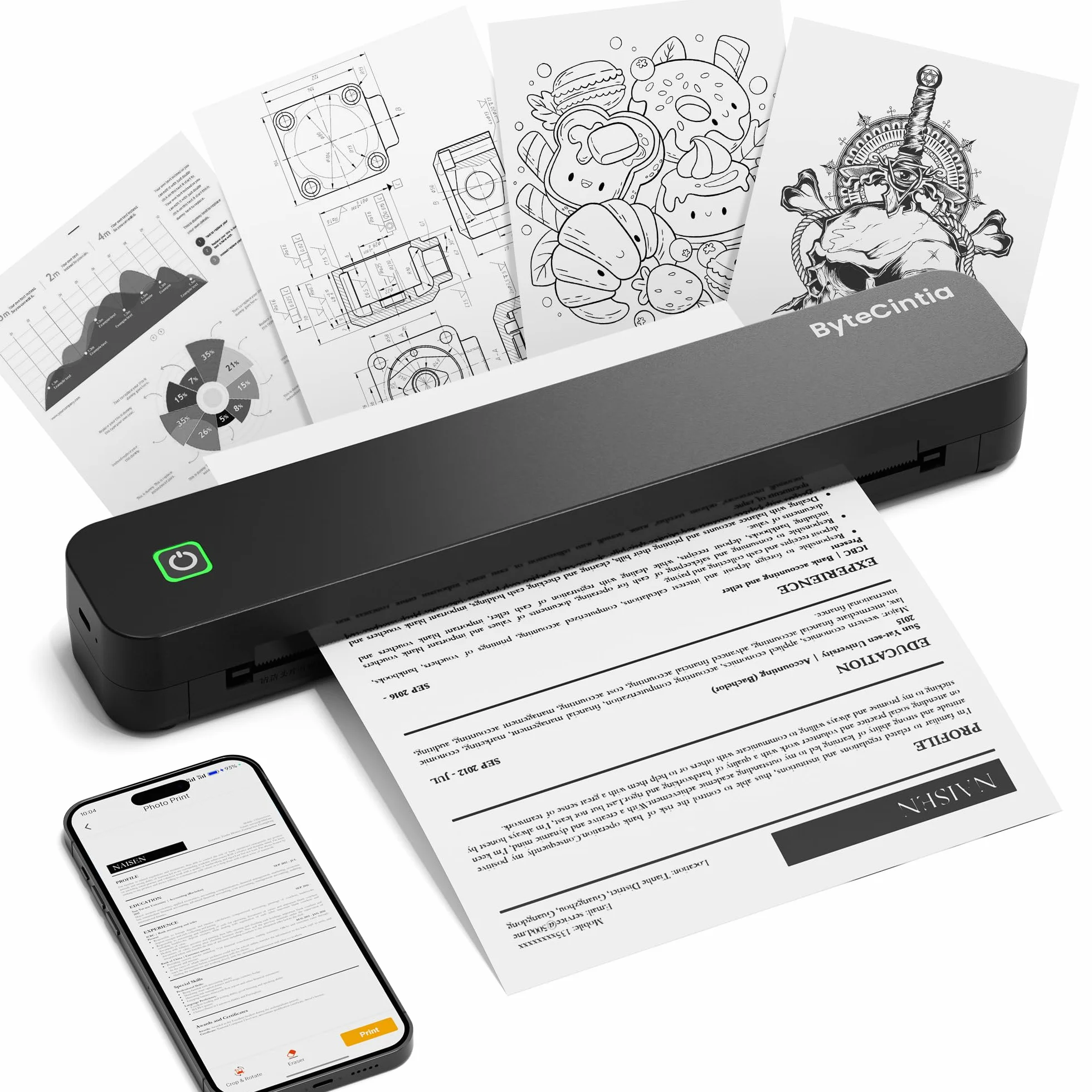 Stampante Termica Portatile A4 C80 compatibile con Android iOS Laptop
