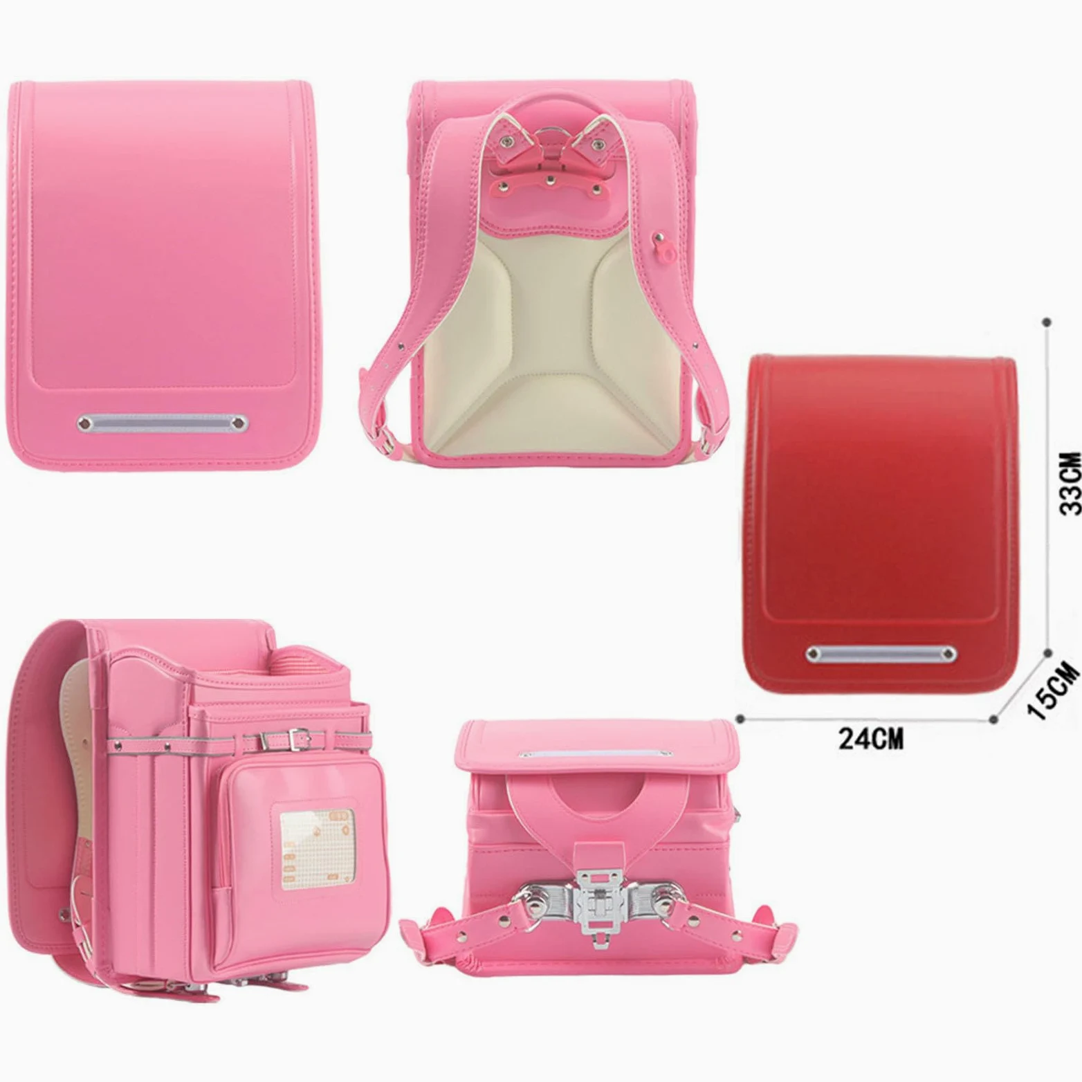 Zaino Scolastico Giapponese in Pelle Pu Impermeabile, con Chiusura Semiautomatica, Leggero E Capiente, per Bambini E Bambine. LightBlue