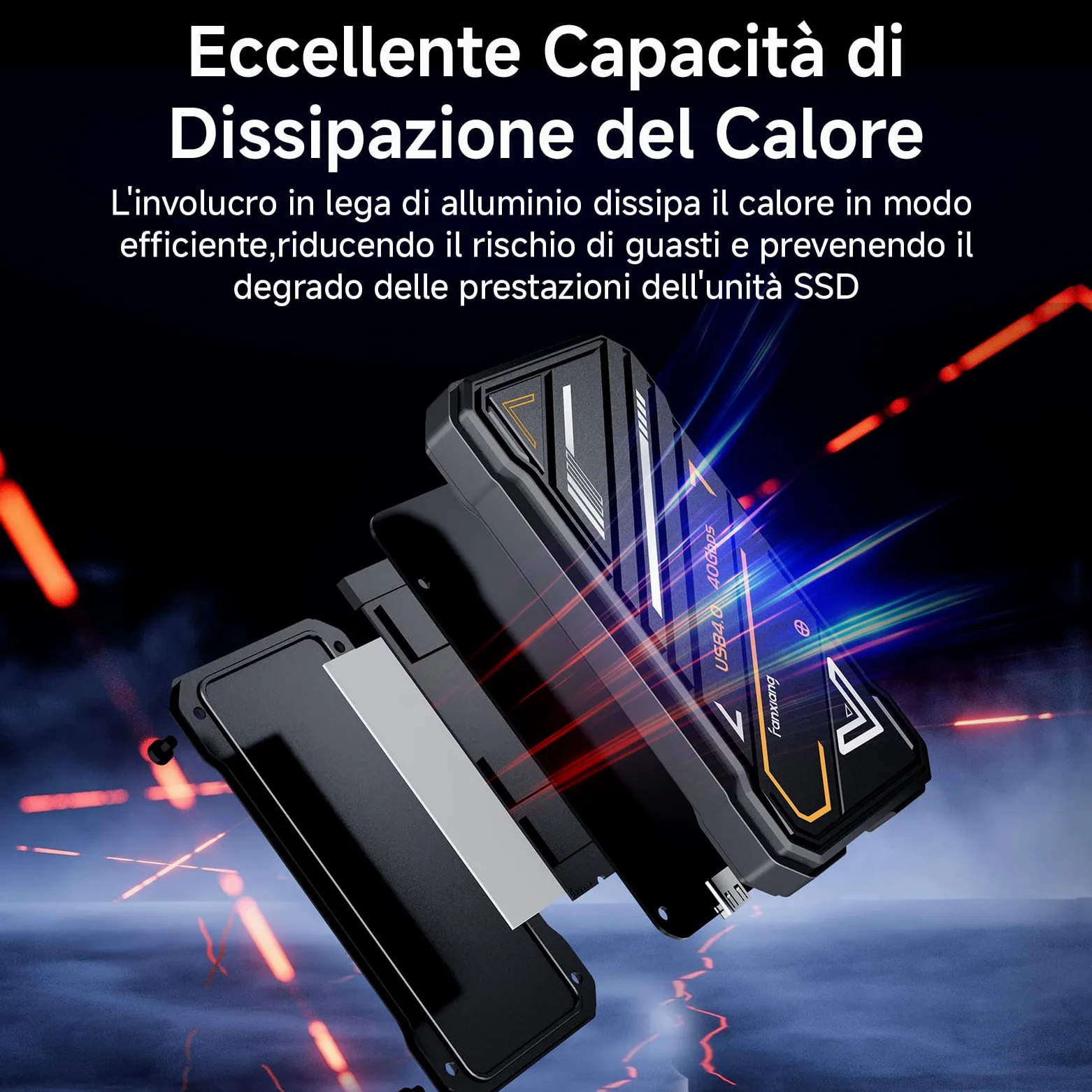 fanxiang Extreme SSD Esterna 1TB - USB 4.0 + Tipo C Ultra Veloce Fino a 3700Mo/s - Unità a Stato Solido Portatile e Antiurto per PC, PS5/PS4 (Pro), Xbox, Mac, Laptop, Wii U, TV, Windows - PS3000