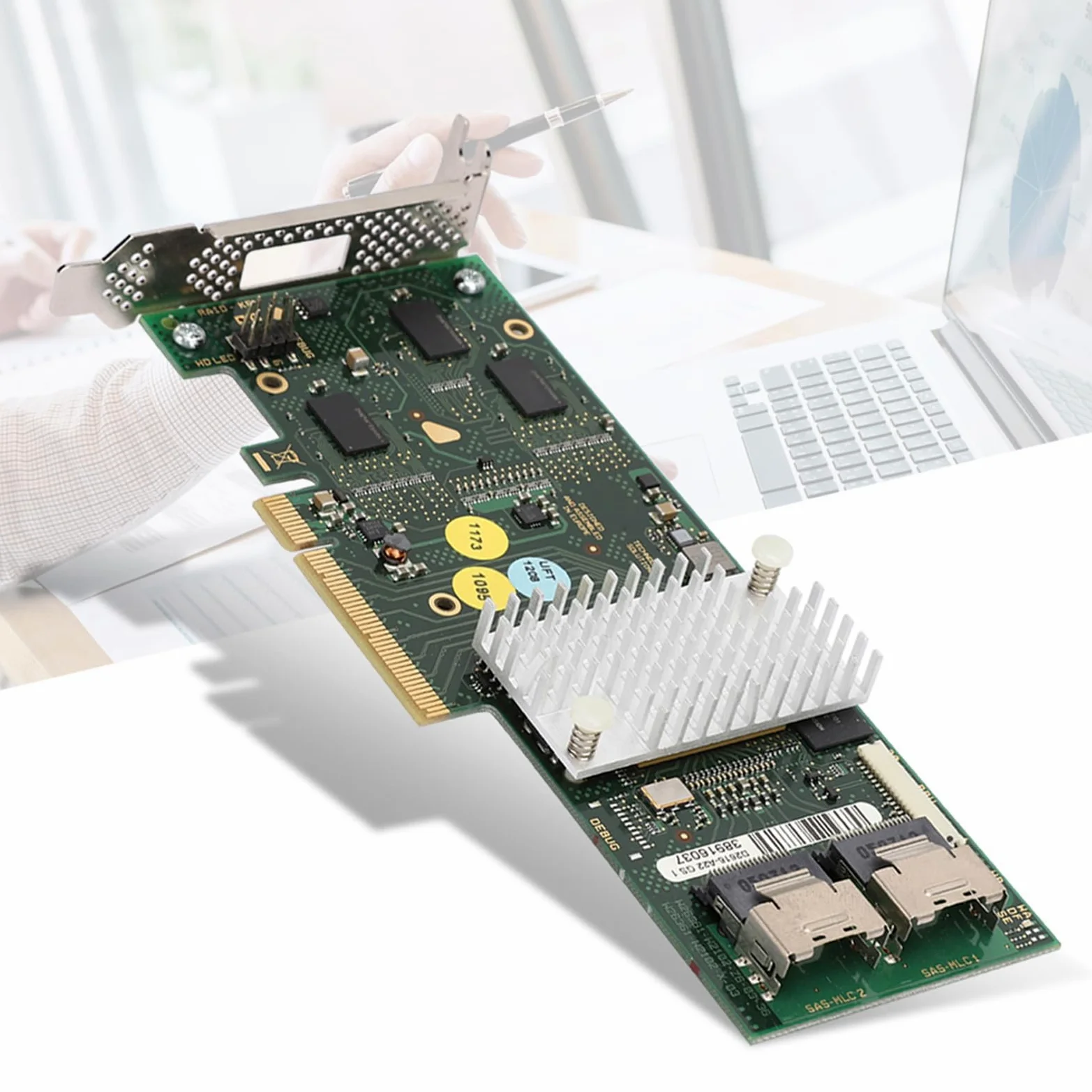 Akozon Connettore Mini SAS SFF 8087 X4, D2616 SAS2108 SATA Raid 6Gbs 512M Cache Array Controller PCI Scheda Baffle Basso Otto Porte SATA Interne