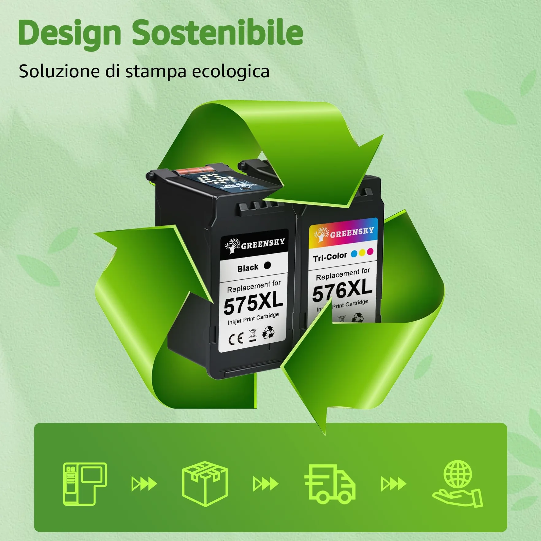 GREENSKY PG-575XL CL-576XL d'inchiostro Sostituzione cartucce canon 575 576 Canon 575XL 576XL Nero e Tri-Colore per Canon PIXMA TR4755i TR4756i TS3752i TS3751i TS3550i TS3551i TS3750i TR4750i TR4751i
