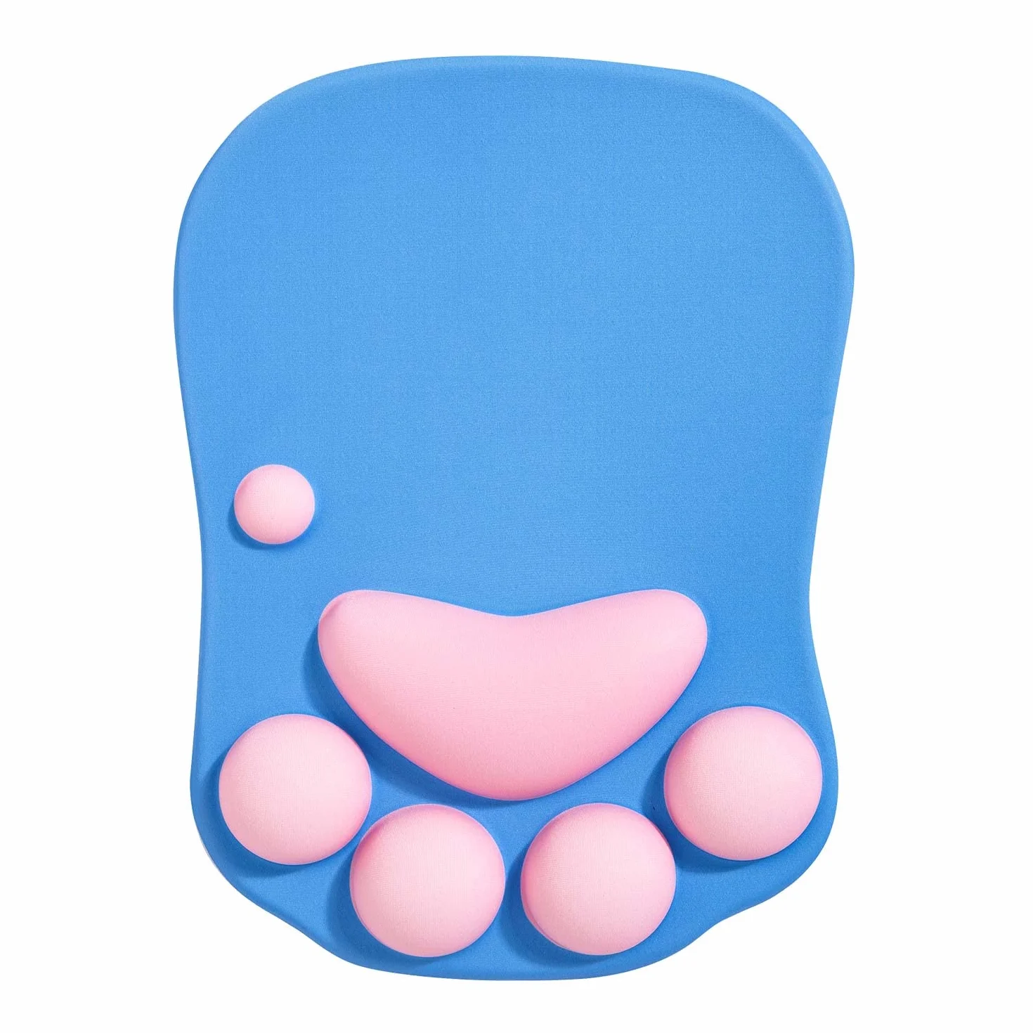 Tappetino Mouse con Poggiapolsi, Mouse Pad Ergonomico, Tappetino per Mouse con Zampa di Gatto Carino, in Morbido Silicone, Base Antiscivolo, per casa/ufficio/gioco, Blu e Rosa