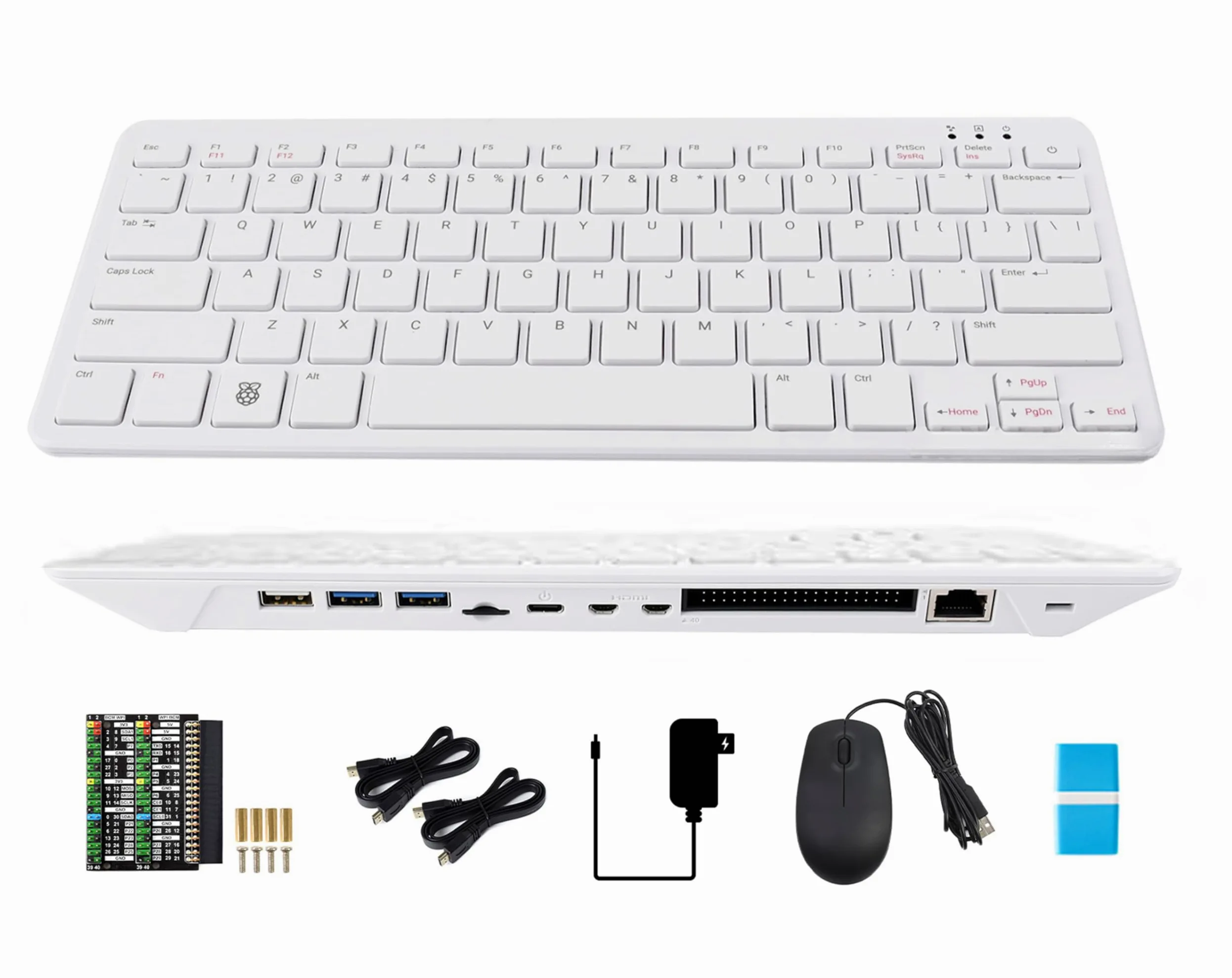 Kit base Pi 500 compatibile con Raspberry Pi 500, potente tastiera computer, stesso processore quad-core a 64 bit, supporto WiFi/Bluetooth, viene fornito con scheda micro SD ufficiale da 32 GB (6