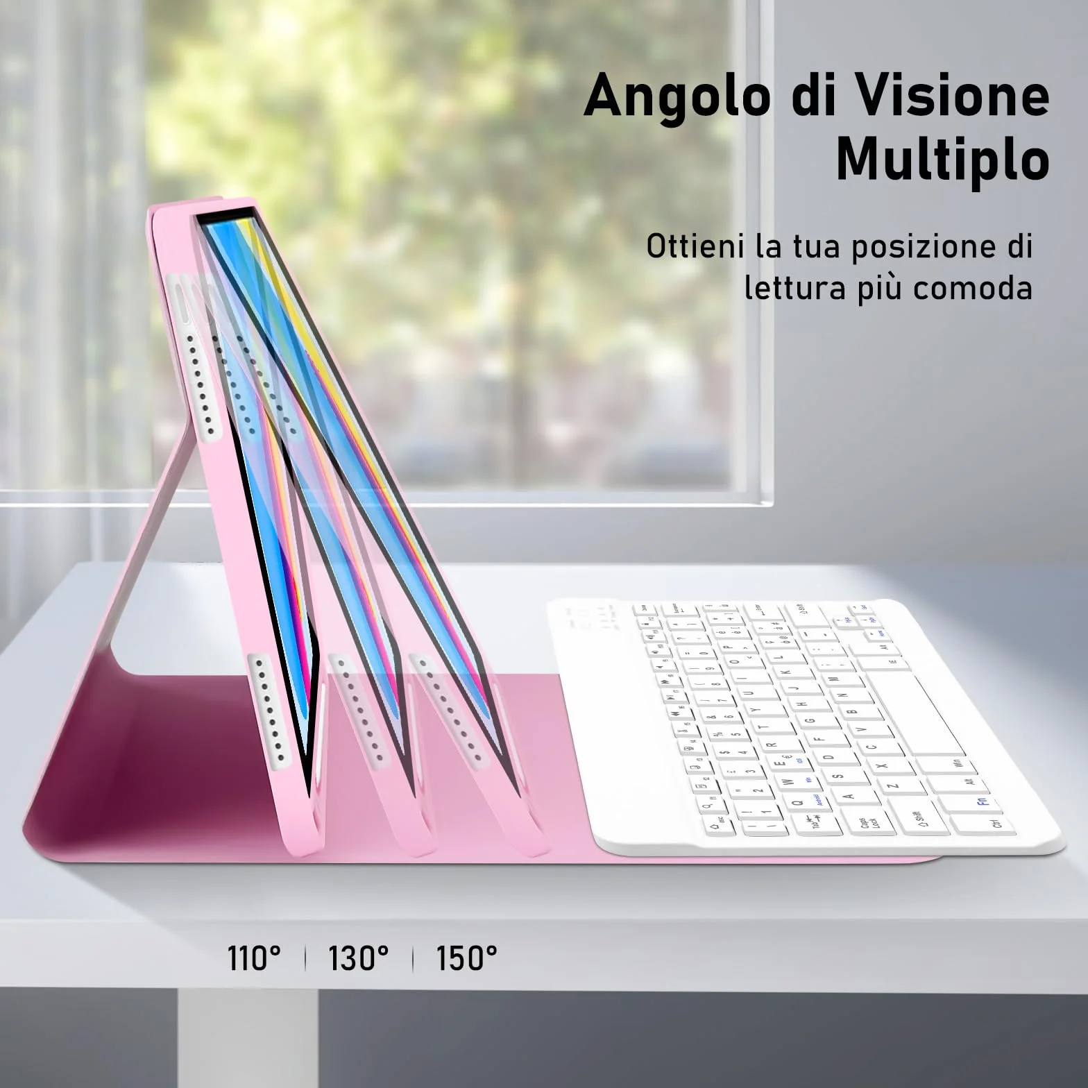 Tastiera ipad 10 Generazione 10.9" 2022/(A16) 11 Generazione 11" 2025 con Custodia, Italiano QWERTY Rimovibile Tastieras ipad 10/11, Slim Cover ipad 10 Generazione con tastiera,Rosa