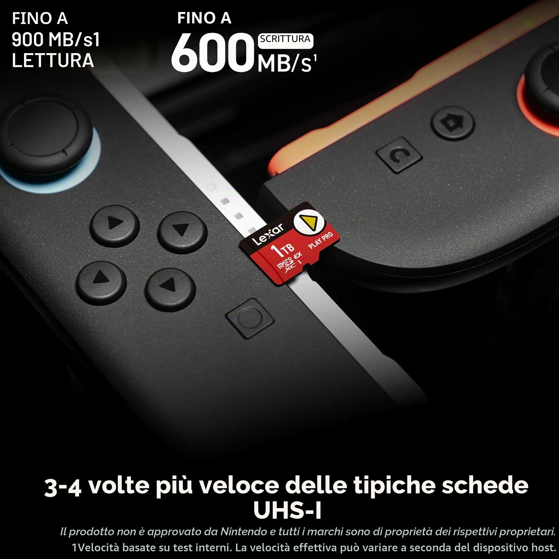 Lexar Scheda microSD Express Play Pro, UHS-I, C10, U3, V30, Full HD, video 4K, fino a 900/600 MB/s, compatibile con Nintendo Switch 2, ASUS ROG Ally, Steam Deck, dispositivi di gioco