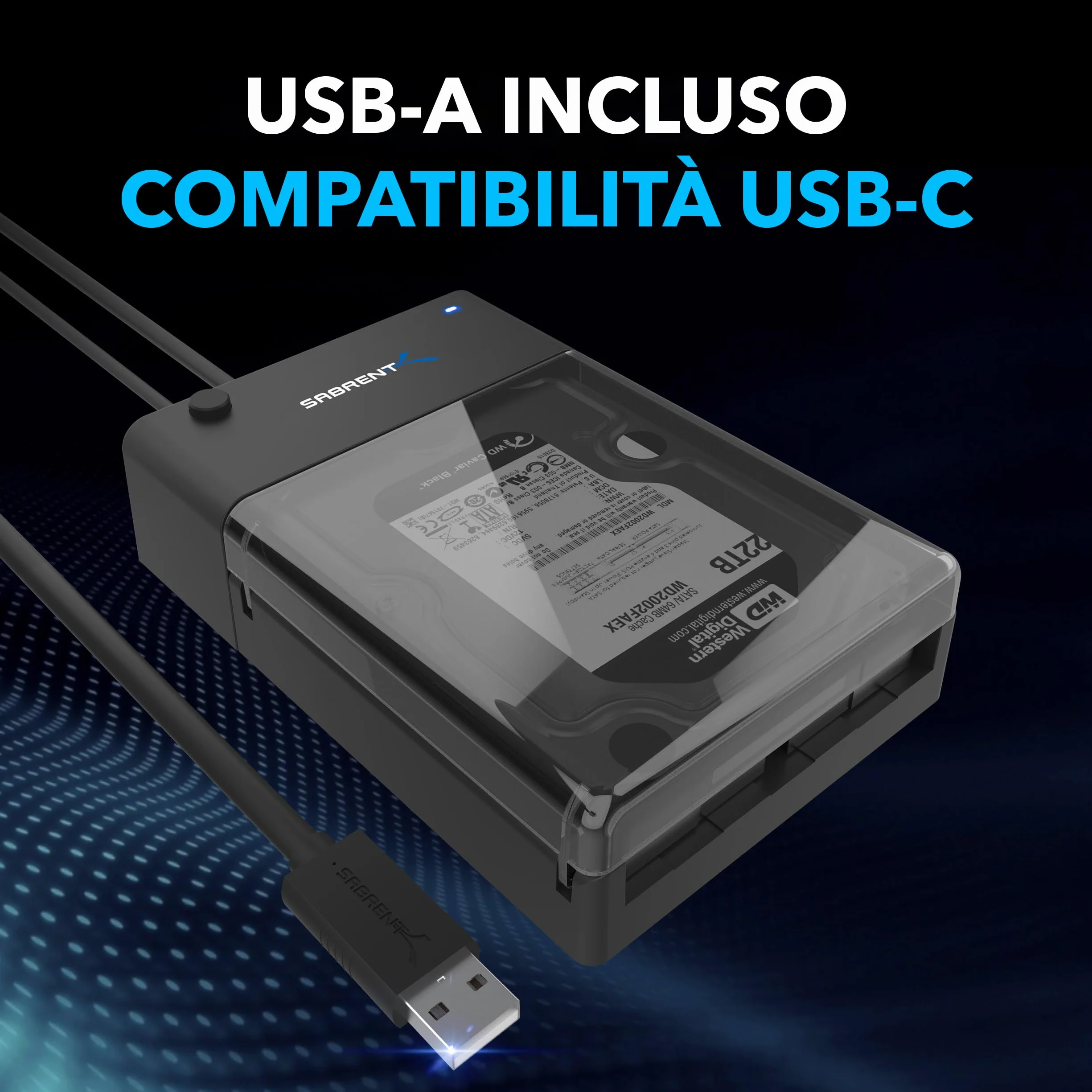 SABRENT Docking Station SSD Hard Disk Esterno HDD 2.5 o 3.5 pollici, USB 3.2 Gen 1 a SATA [Supporta UASP] (EC-DFLT)
