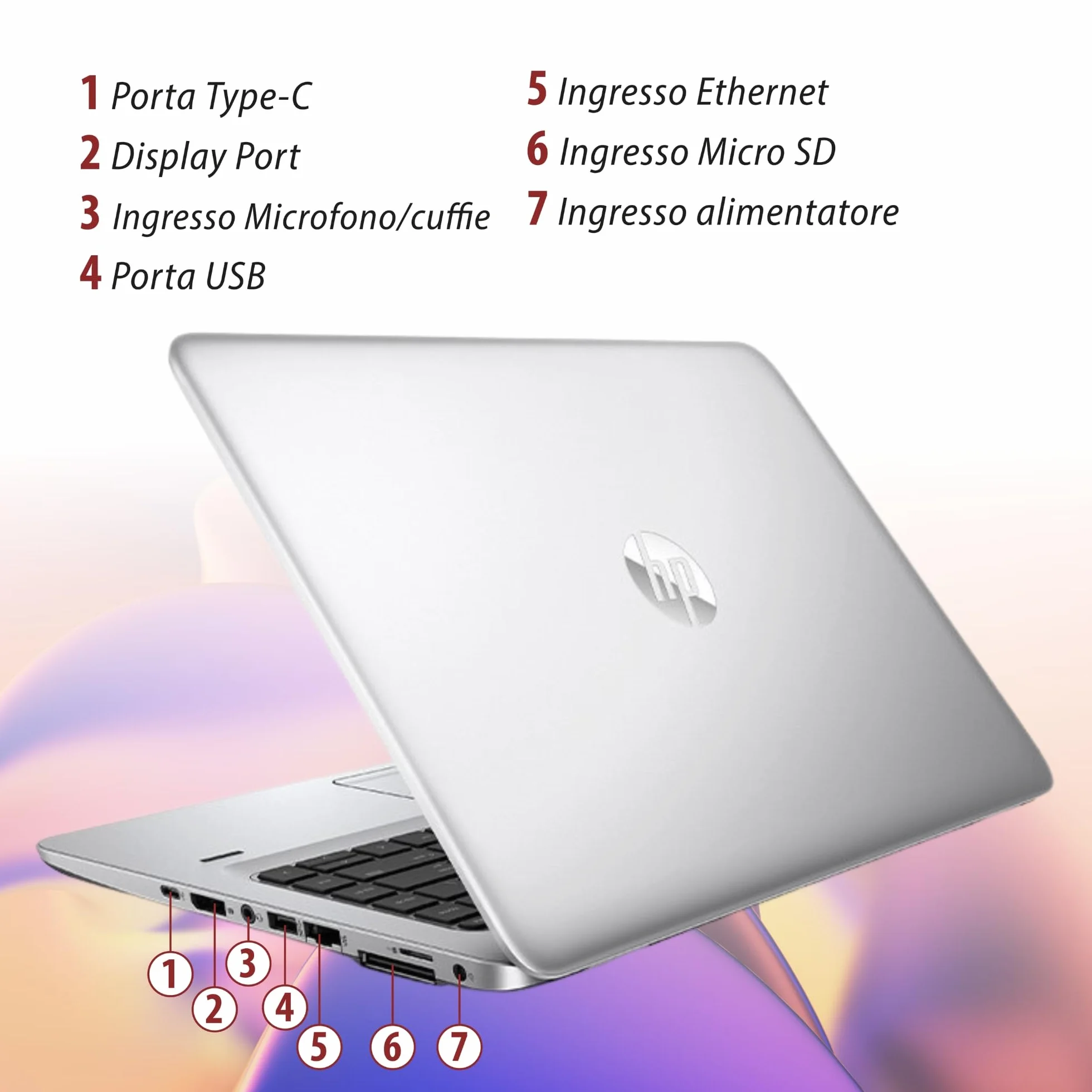HP Elitebook, Pc Portatile Notebook, intel i7-6600u 2 Core 2.6 Ghz, Ram 16Gb SSD 512GB, display 14" HD, Pronto all'uso con Pacchetto Libre Office e Chiavetta USB FIngerPrint (Ricondizionato)
