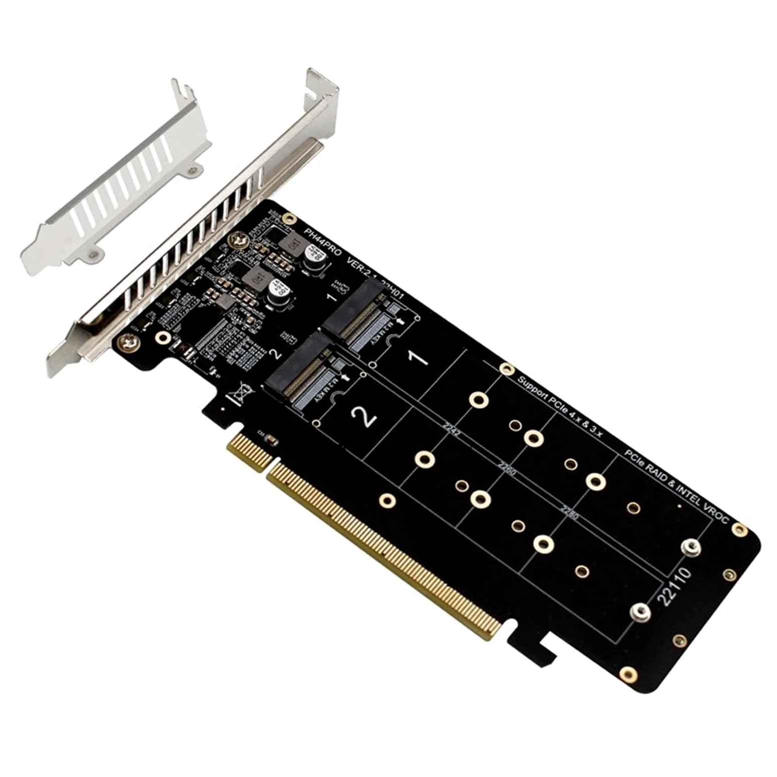 4Port M.2 NVME to PCI Express X16 4.0 Bifurcation Controller M KEY NVME PCIE Split Card for 2230 2242 2260 2280 NVME M2 SSD