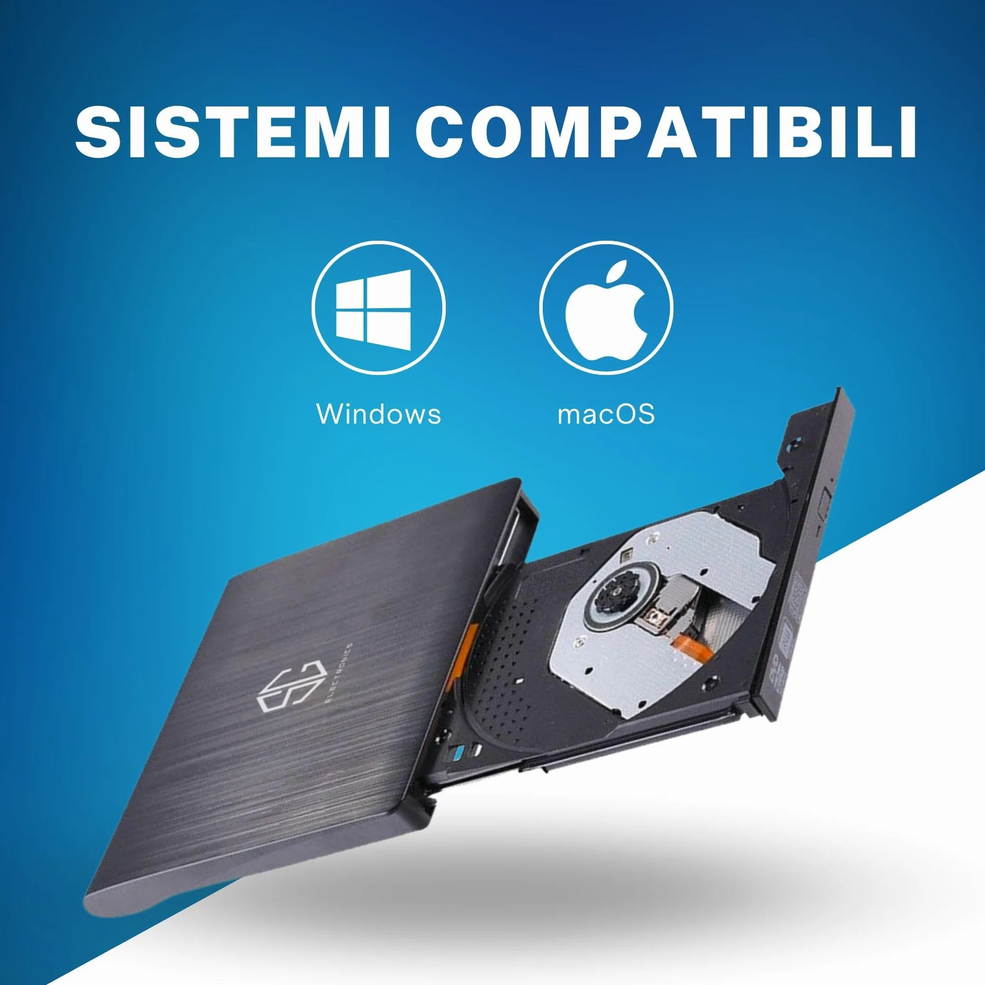 SG, Lettore CD DVD Esterno Portatile, Masterizzatore DVD Esterno, Lettore CD Esterno per Pc Portatile e Desktop Tower, Disco Esterno Ultra Slim USB 3.0, compatibile con Windows, Linux e Mac OS