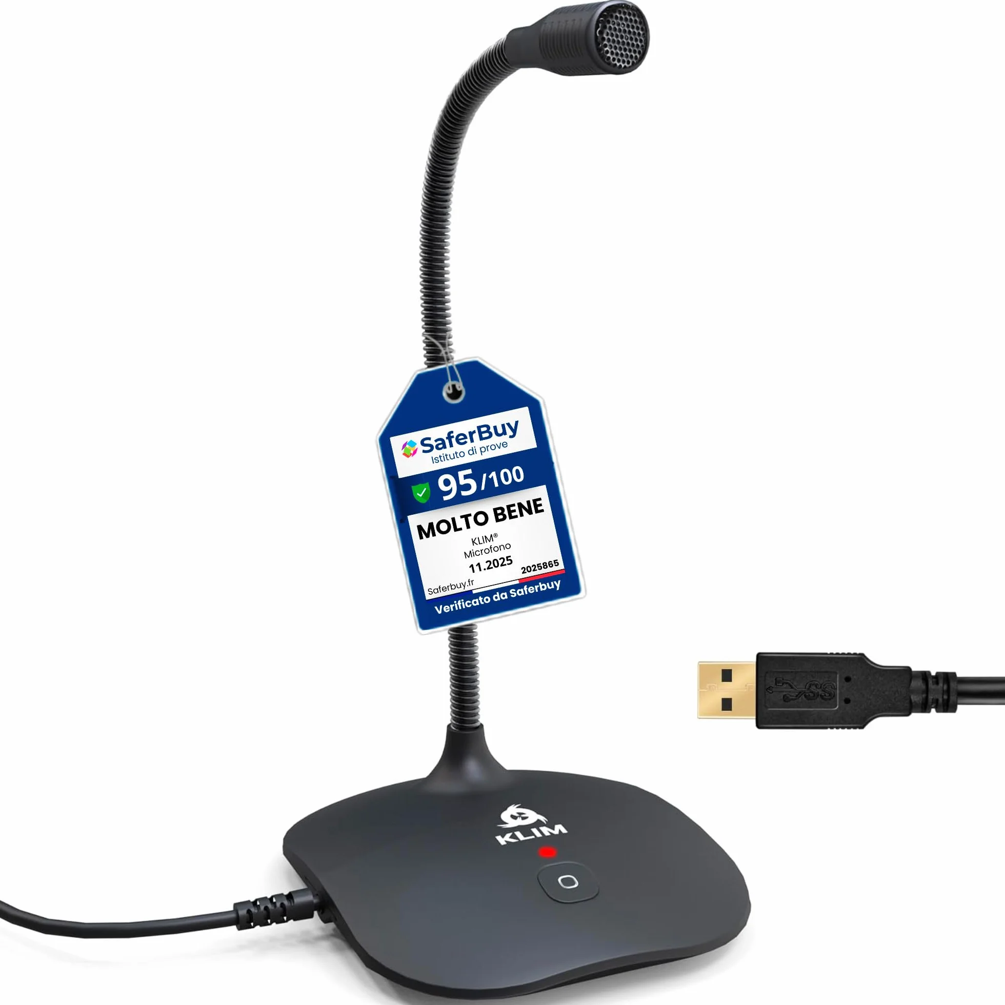 KLIM Talk – Microfono USB PC e PS4 – Microfono da Scrivania Omnidirezionale a Condensatore – Vasta Compatibilità – Plug & Play – Audio Professionale ad Alta Definizione - Nero [Nuova Versione]