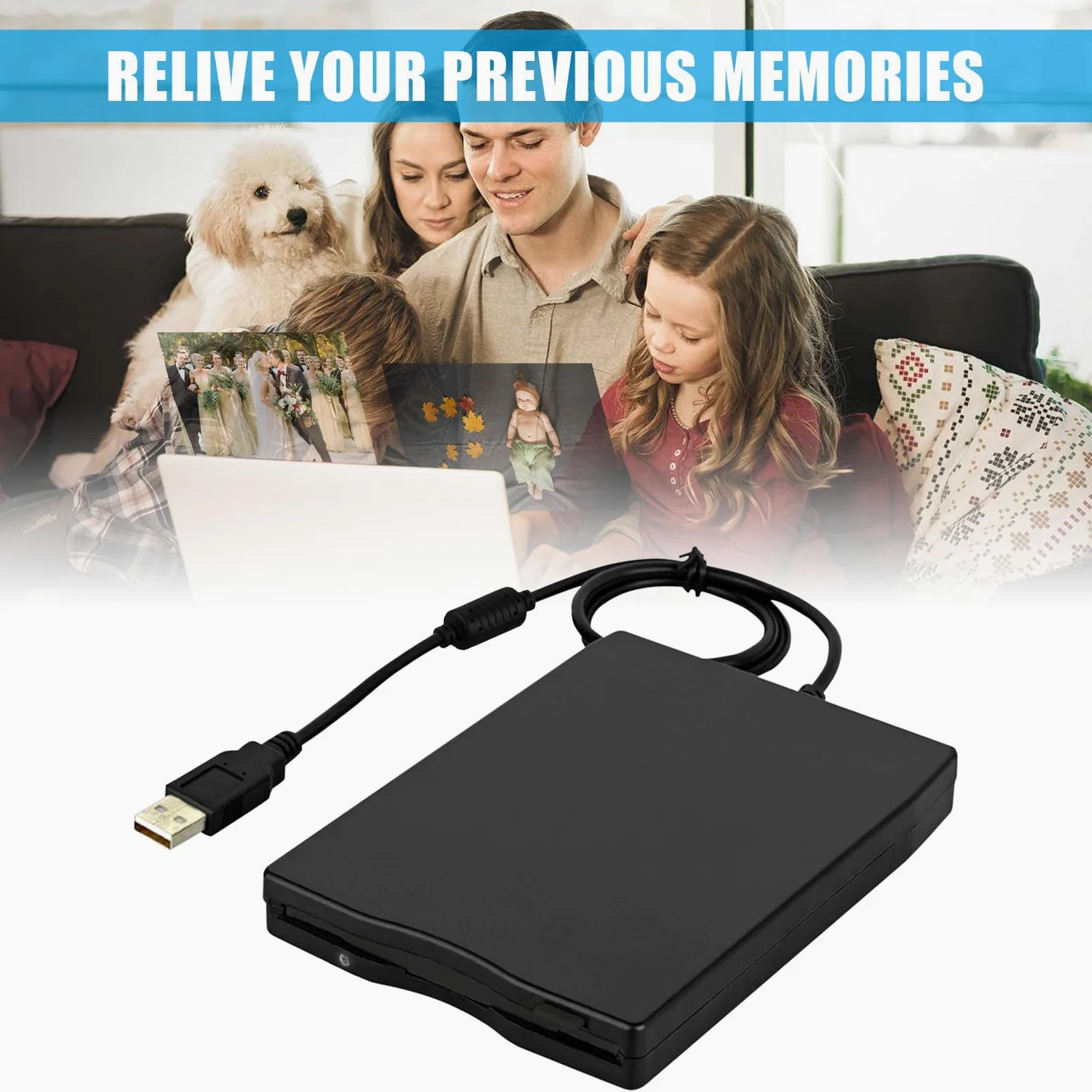 Lettore Floppy Esterno USB 3,5 Pollice Portatile, Unità Floppy Disk Drive Plug and Play per PC Mac Laptop e Notebook, Compatibile Windows 11 10 8 7 Vista XP