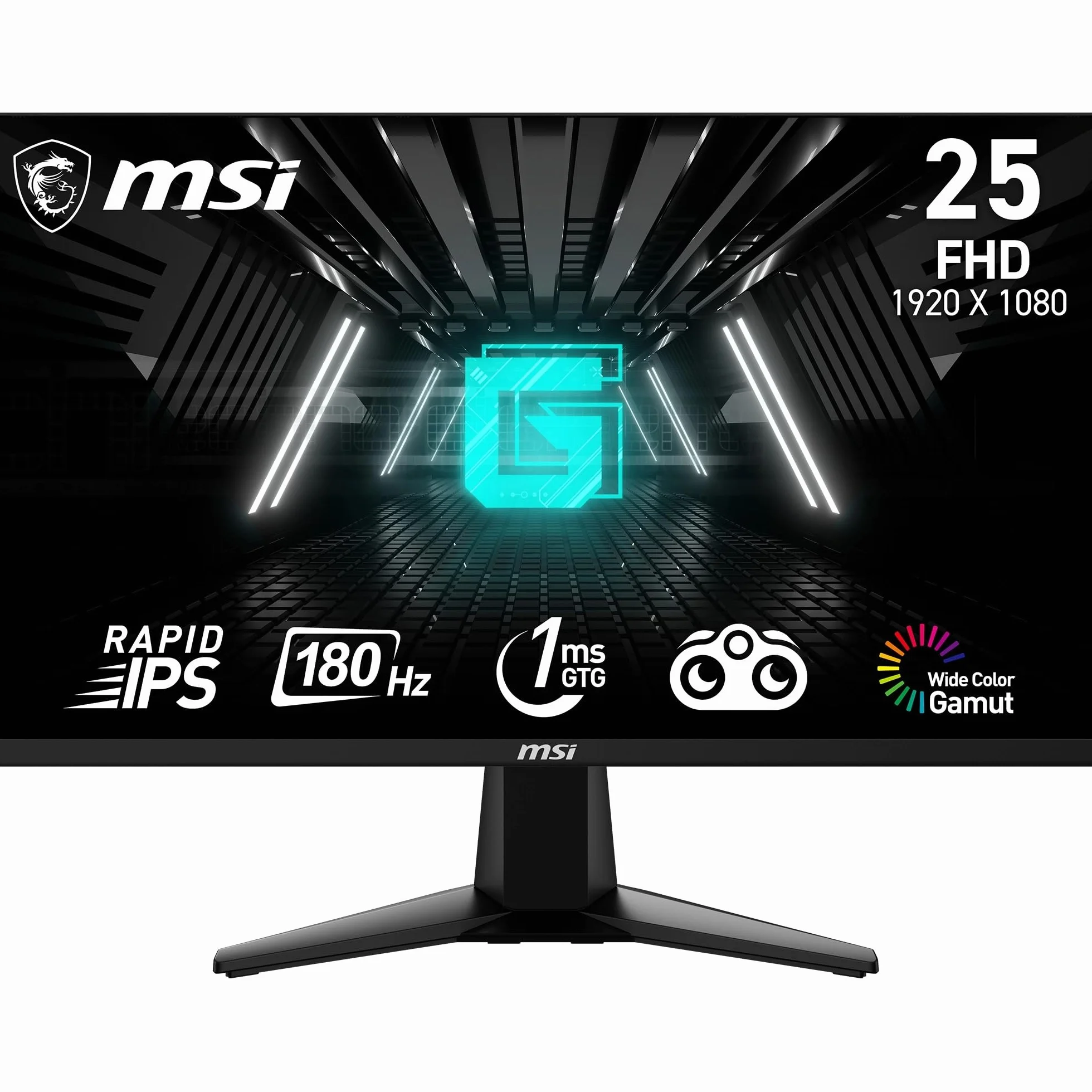 MSI G255F Gaming Monitor 24.5" 180 Hz 1ms Rapid IPS FHD 1920x1080 Adaptive SYNC DisplayPort 1.2a HDMI 2.0b
