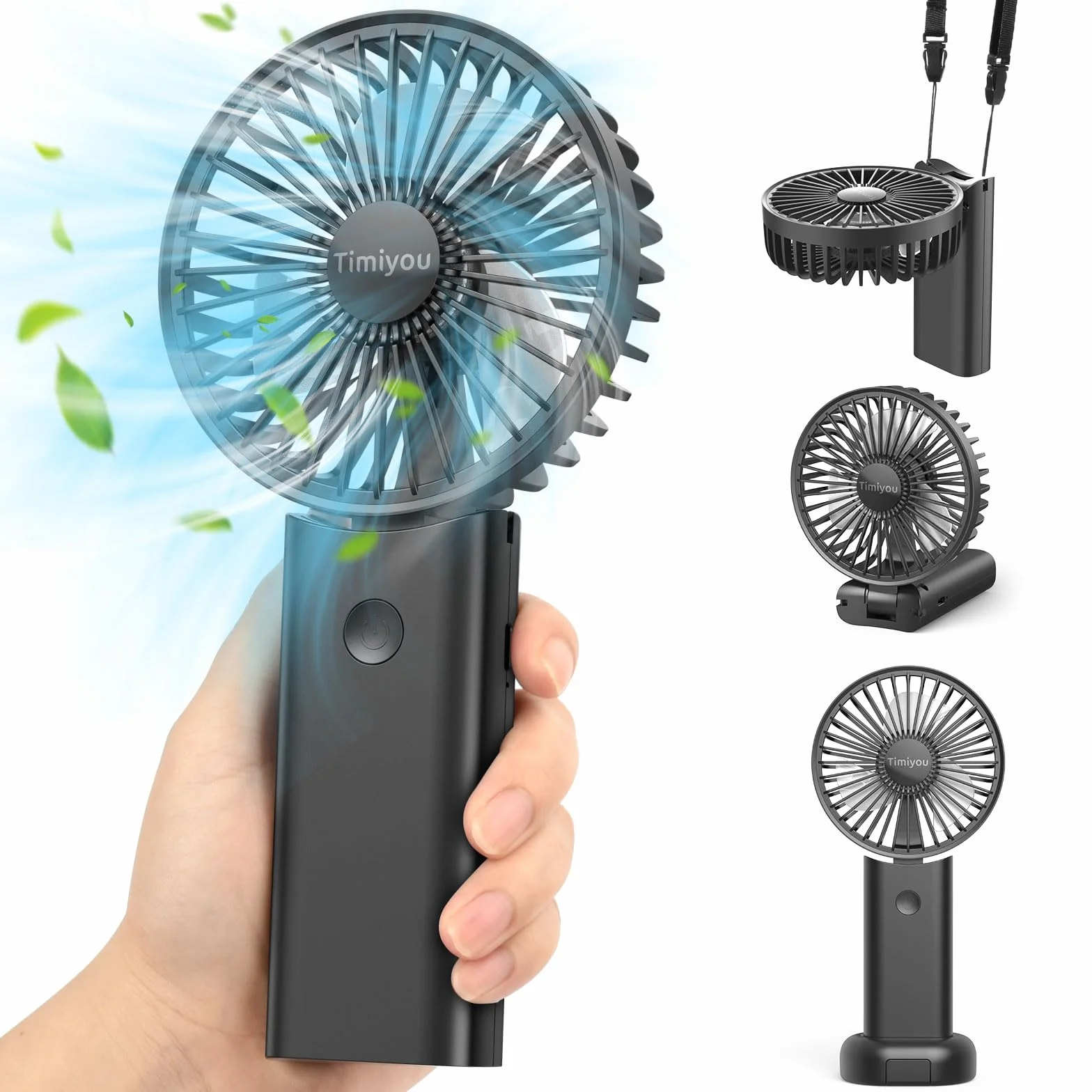 Timiyou Mini Ventilatore Portatile, Ventilatore da Tavolo USB Piccolo, 3 Velocità, a batteria, Pieghevole, Perfetto per Casa, Ufficio, Camera da Letto e Viaggi all’aperto