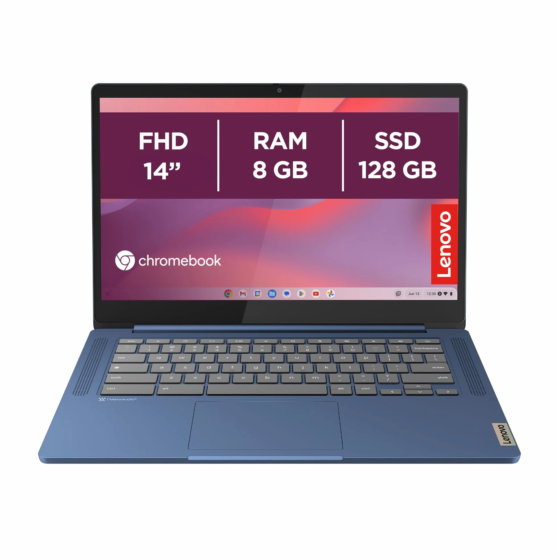 Lenovo IdeaPad Slim 3 Chromebook 14" FHD 1920x1080 MediaTek Kompanio 520 8GB RAM 128GB eMMC ChromeOS WiFi 6 Abyss Blue