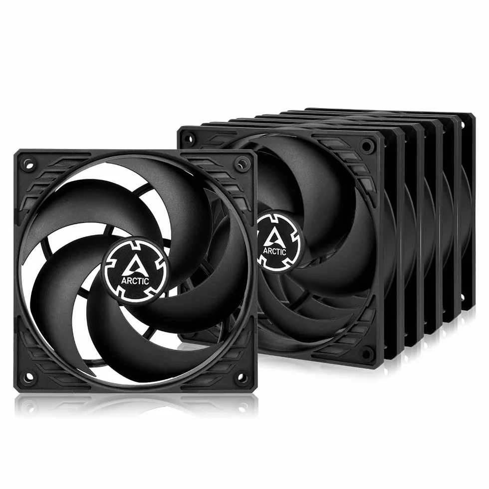 ARCTIC P12 (5 Pezzi) - 120 mm Ventola PC Silenziosa per CPU, Ventola Ottimizzata per la Pressione Statica, Velocità 1800 RPM, 0,3 Sone - Nero