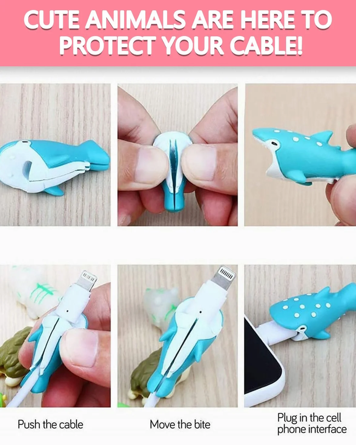6pcs Cable Protector, Copertura Protettiva per Cavi Dati Animali, Protezione per Cavo per Morso per Cavo, Adatto per la Maggior Parte Delle Linee Dati per Telefono Cellulare