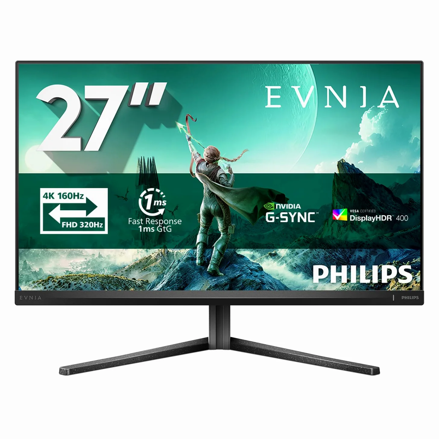 Philips Gaming Monitor 27M2N3800A 27 pollici, 3840x2160, UHD, 160Hz, Fast IPS Panel, 0.5ms MPRT, Speakers, Height Adjustment,(HDMI2x 2.1 DP 1x 1.4) Adaptive Sync, HDR400, G-Sync Comp., Grigio Scuro