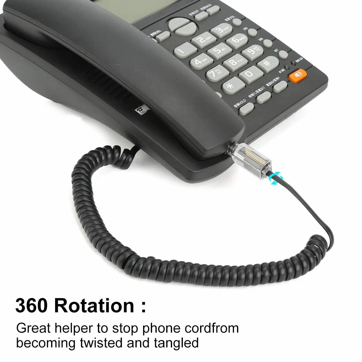 DragonTrading® 360 districatore girevole per cavo telefonico, 3 pezzi, trasparente/nero