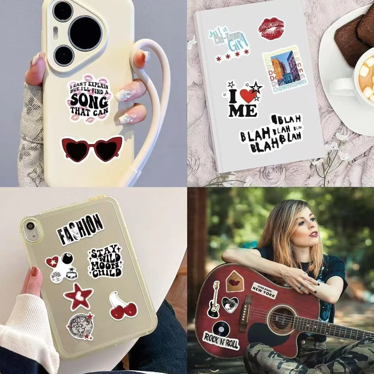 100 Pezzi Adesivi Impermeabili per Laptop, Skateboard, Scrapbook, Computer, Bottiglia d'Acqua Vinile Estetico Downtown per Ragazze e Adolescenti Adulti