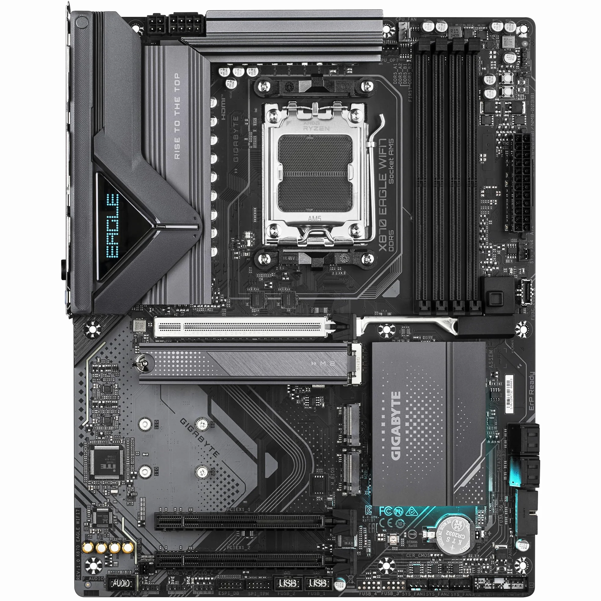 GIGABYTE X870 EAGLE WIFI7 Scheda Madre - Supporta CPU AMD Ryzen 9000, VRM a 14+2+2 fasi, fino a 8000MHz DDR5 (OC), 1xPCIe 5.0, Wi-Fi 7, LAN 2.5GbE, USB 4