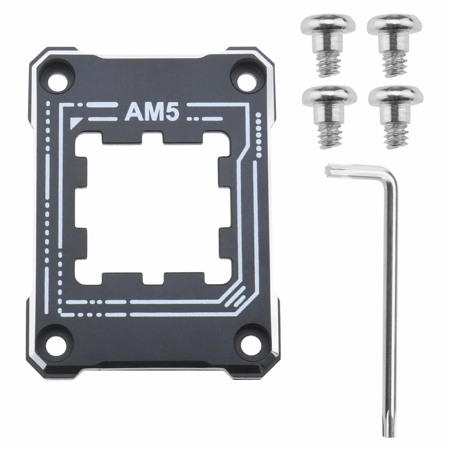 Create idea Supporto CPU AM5 Telaio di Contatto Anti-flessione AM5 con 4 Viti E 1 Cacciavite Telaio di Fissaggio Anti-flessione Correttivo 75x56mm/ 2,95x2,2 Pollici Nero