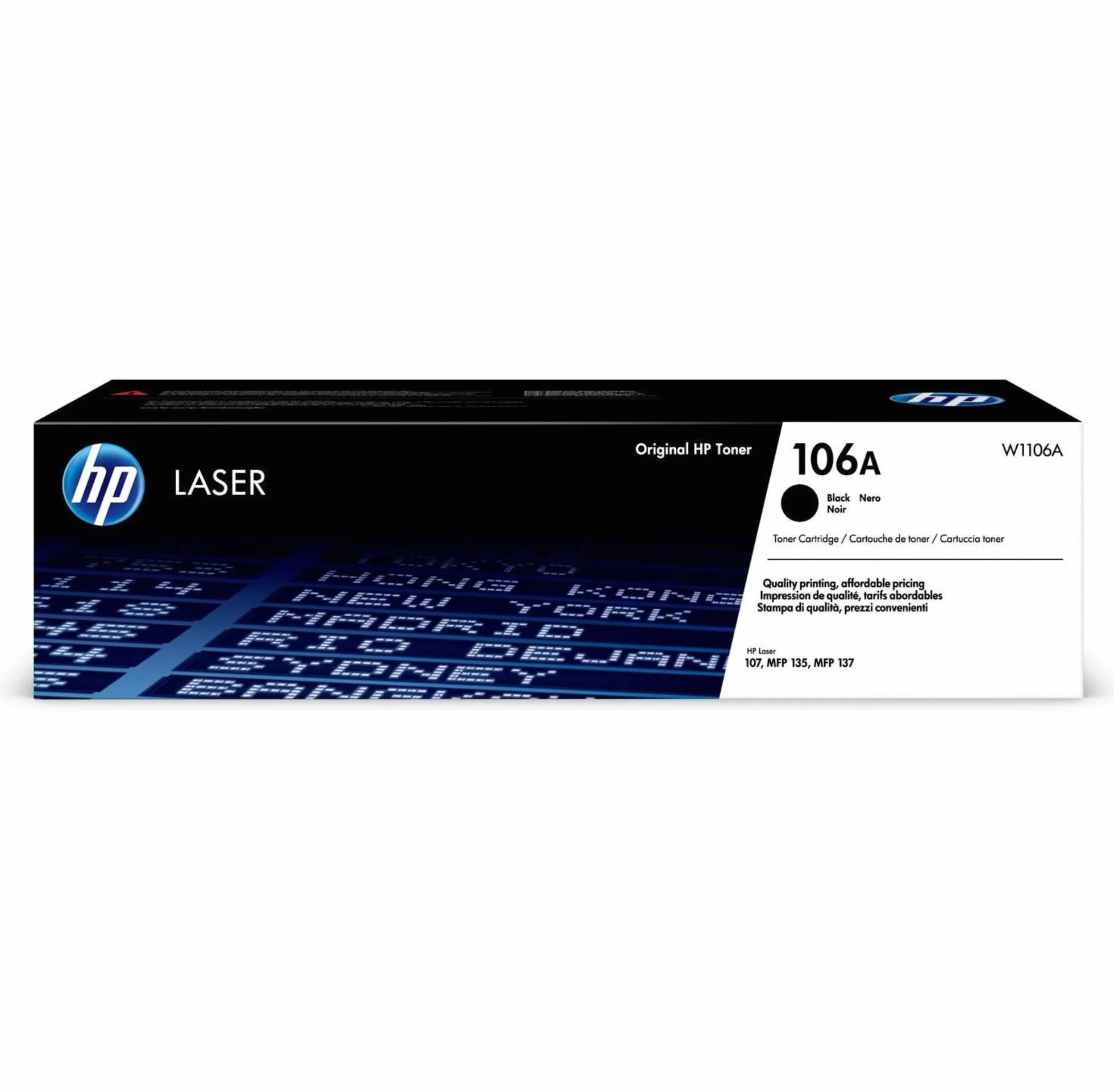 HP 106A Nero, W1106A, Cartuccia Toner Originale HP da 1000 Pagine, Compatibile con le Stampanti HP Laser 107, MFP135 e MFP137