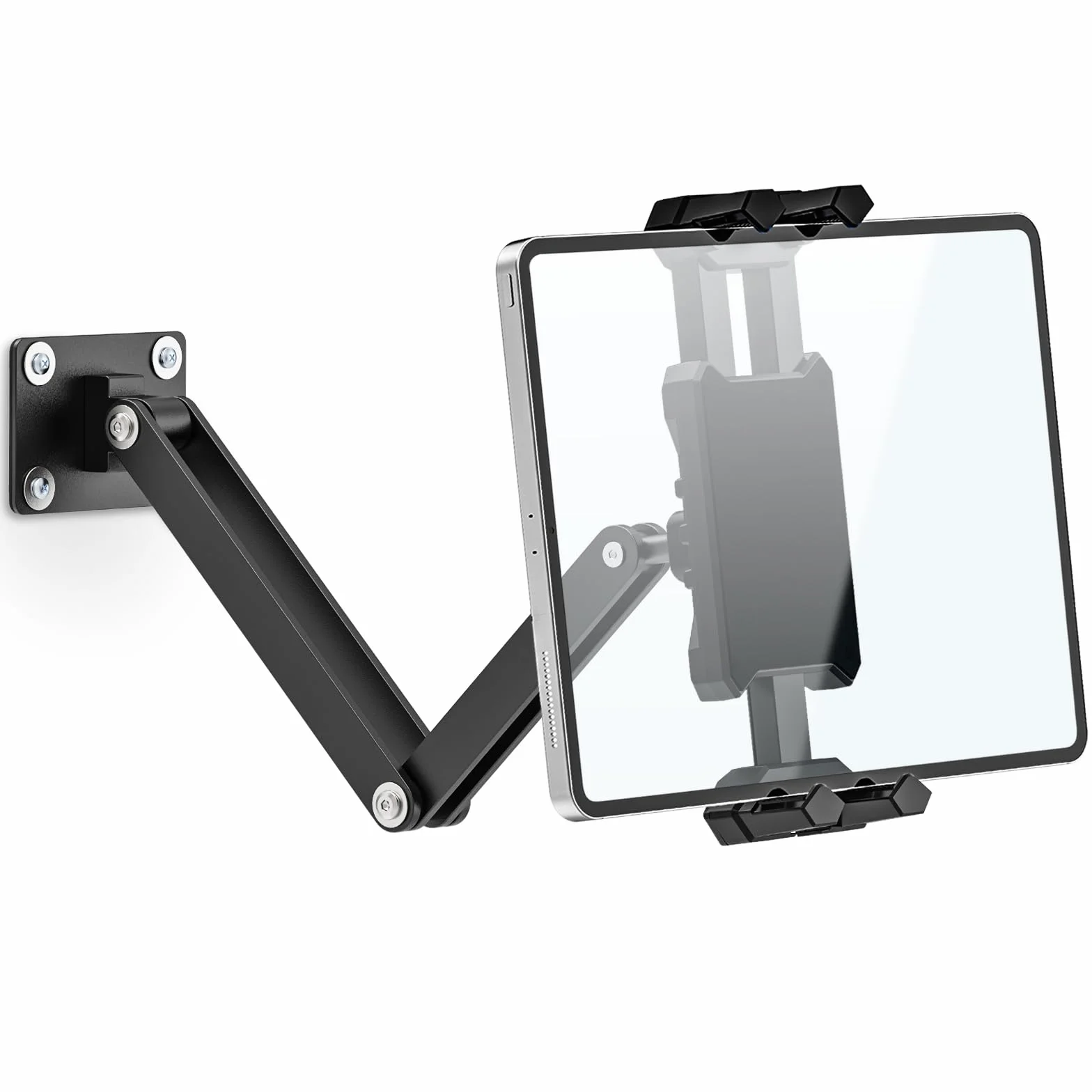 Supporto da Parete per Tablet in Alluminio con Rotazione 360°, Staffa Muro iPad Compatibile 4-13,5 Pollici