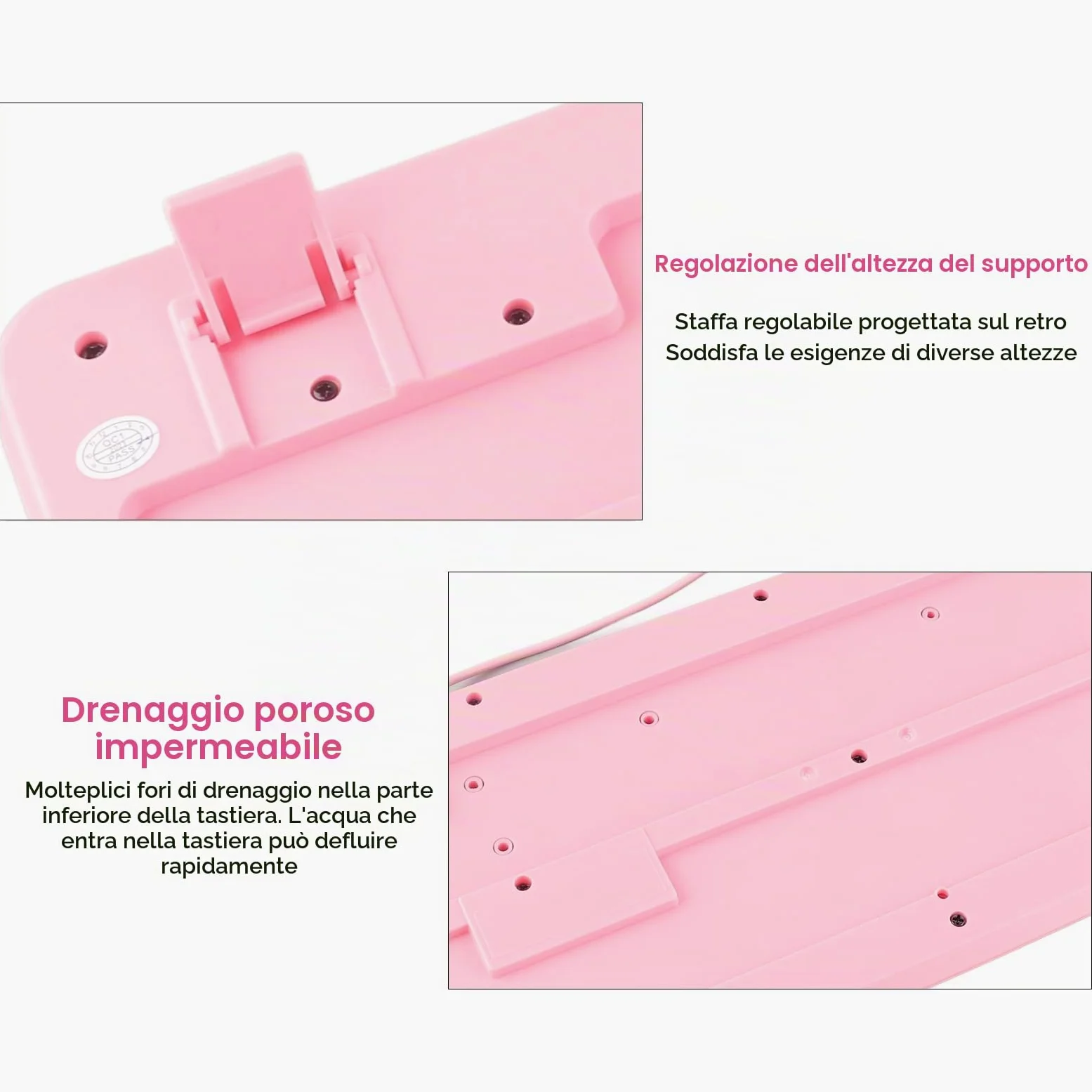 Dioche Sanrio Tastiera Rosa Tastiera Usb Wired Ultrasottile Carino Cartoon Per Casa Ufficio Laptop Computer Universale (Rosa)