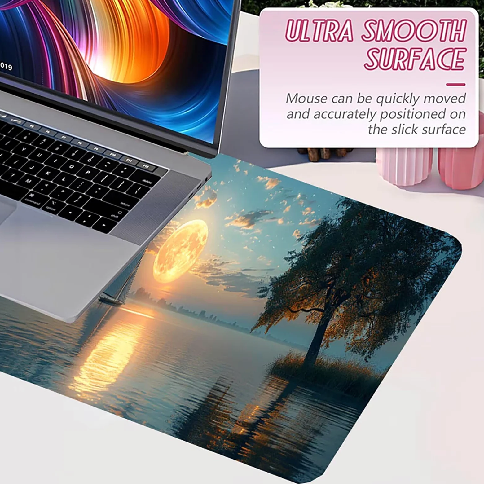 Tappetino Mouse XXL 1500 x 800 mm, Tappetino Mouse Luna, Gaming Mousepad Migliorare la Velocità e la Precisione, Mouse Pad con Base in Gomma Antiscivolo, Ufficio Accessori Gaming, Grigio C-1184