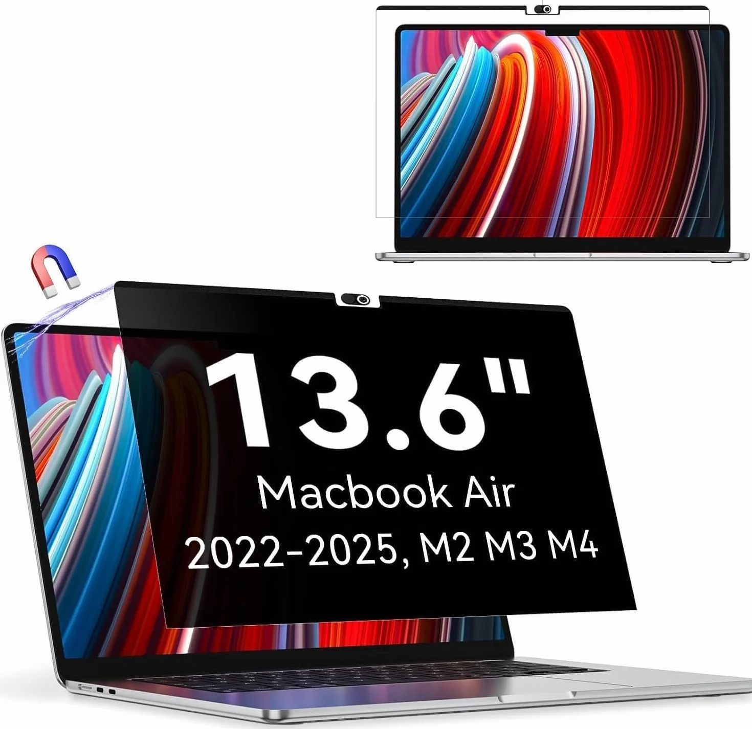 Protescreen Filtro Privacy Magnetico Premium per Macbook Air 13.6 Pollici (2025-2022,M4/M3/M2), Rimovibile Protezione schermo per Mac Air 13 M3 2024, Filtro Anti Spia Anti-Luce Blu
