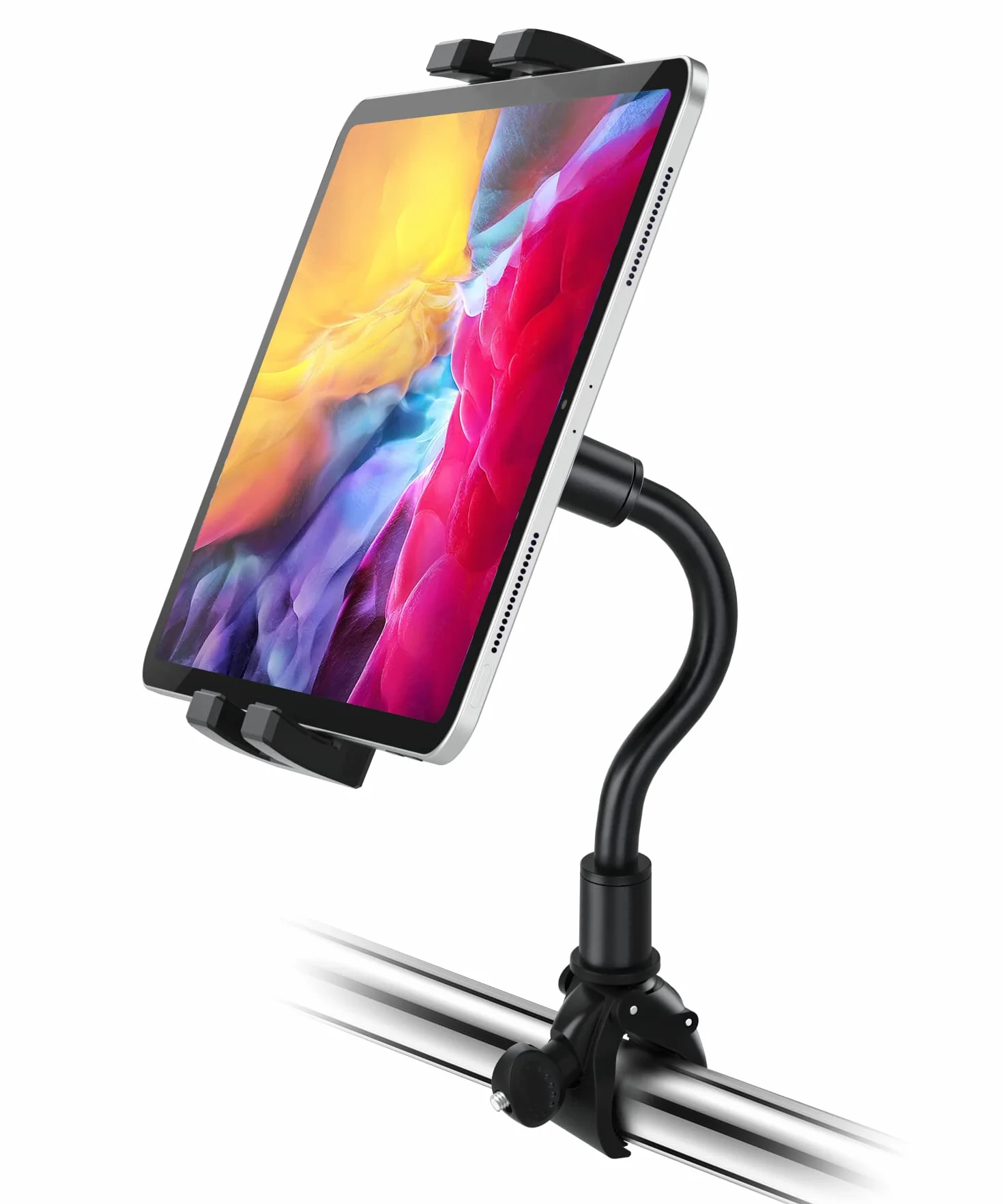 Collo Oca Supporto Tablet Tapis Roulant, Porta Tablet Bicicletta Spinning Cyclette Manubrio con Regolabile 360°, per iPad Pro 9.7 10.5 11 Air Mini, Samsung Tab, Telefono & Tablet 4-11"