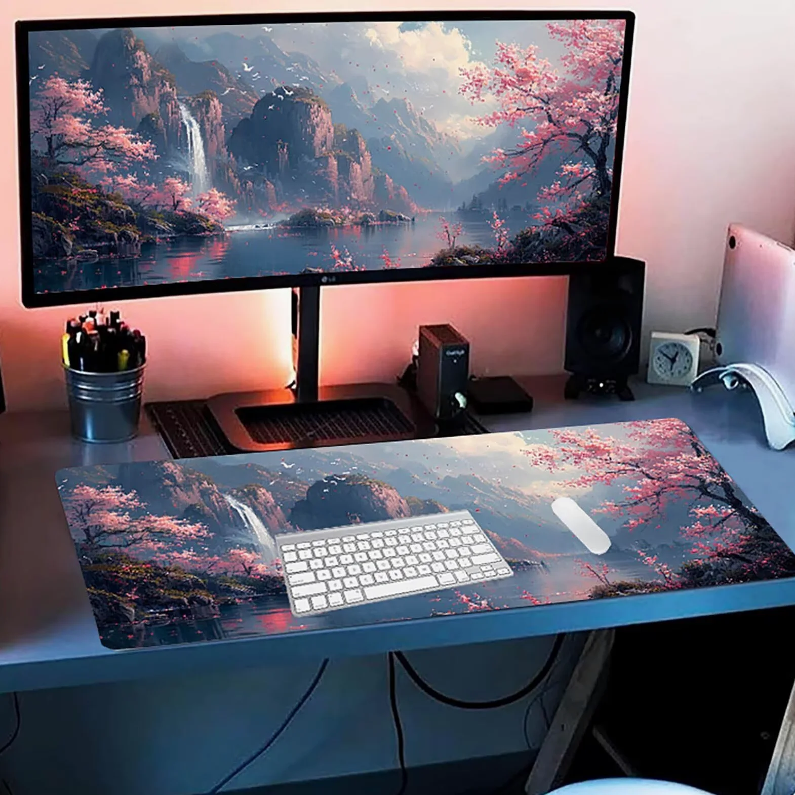 Tappetino Mouse XXL 1500 x 800 mm, Tappetino Mouse Albero, Gaming Mousepad Migliorare la Velocità e la Precisione, Mouse Pad con Base in Gomma Antiscivolo, Ufficio Accessori Gaming, Rosa 4-1521