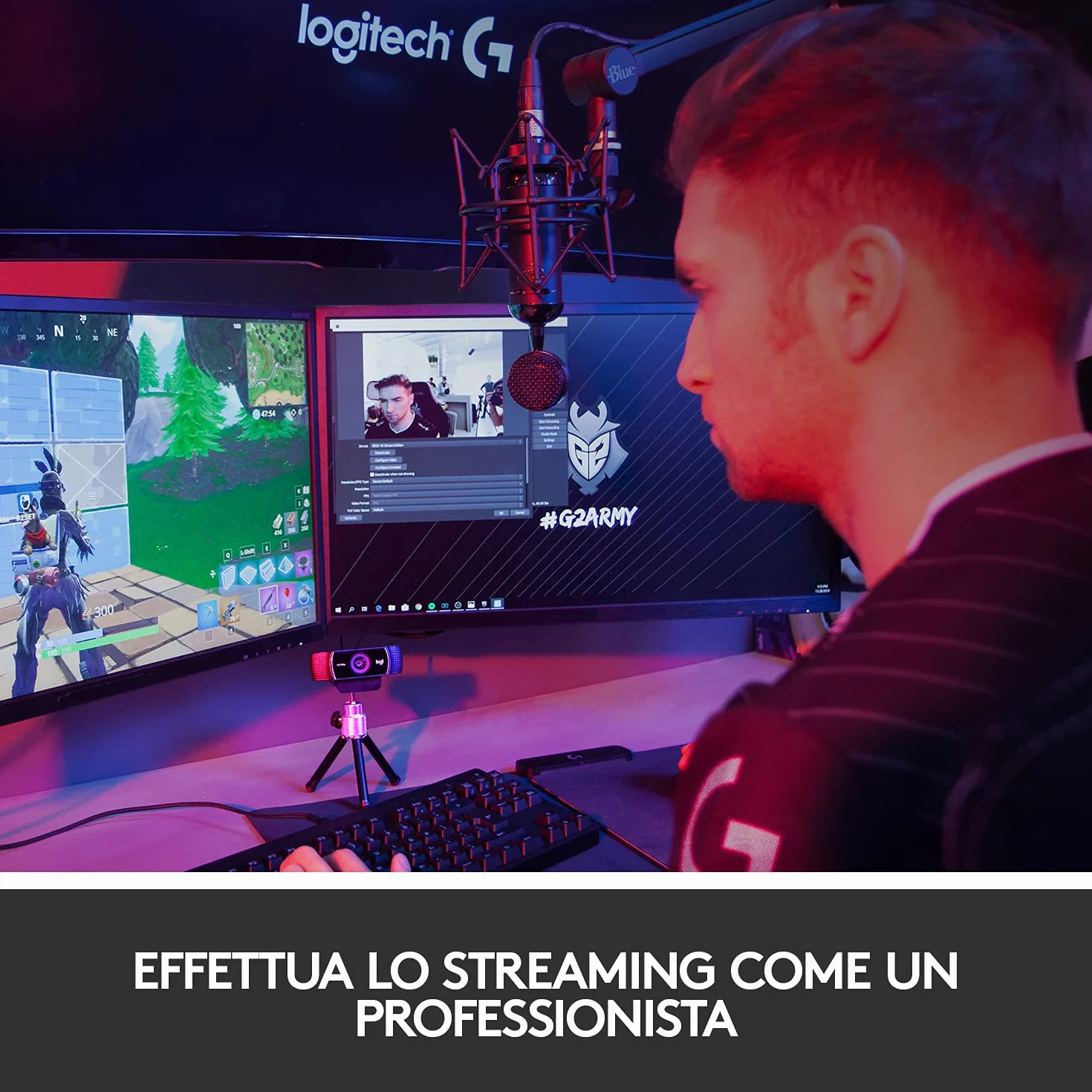 Logitech C922 Pro Stream Webcam, Streaming Hyperfast HD 1080p/30fps o HD 720p/60fps, Correzione Luce HD, Autofocus, Audio ‎Stereo, Per YouTube, Twitch, XSplit, ‎PC/Mac/Laptop/Macbook/Tablet - Nero