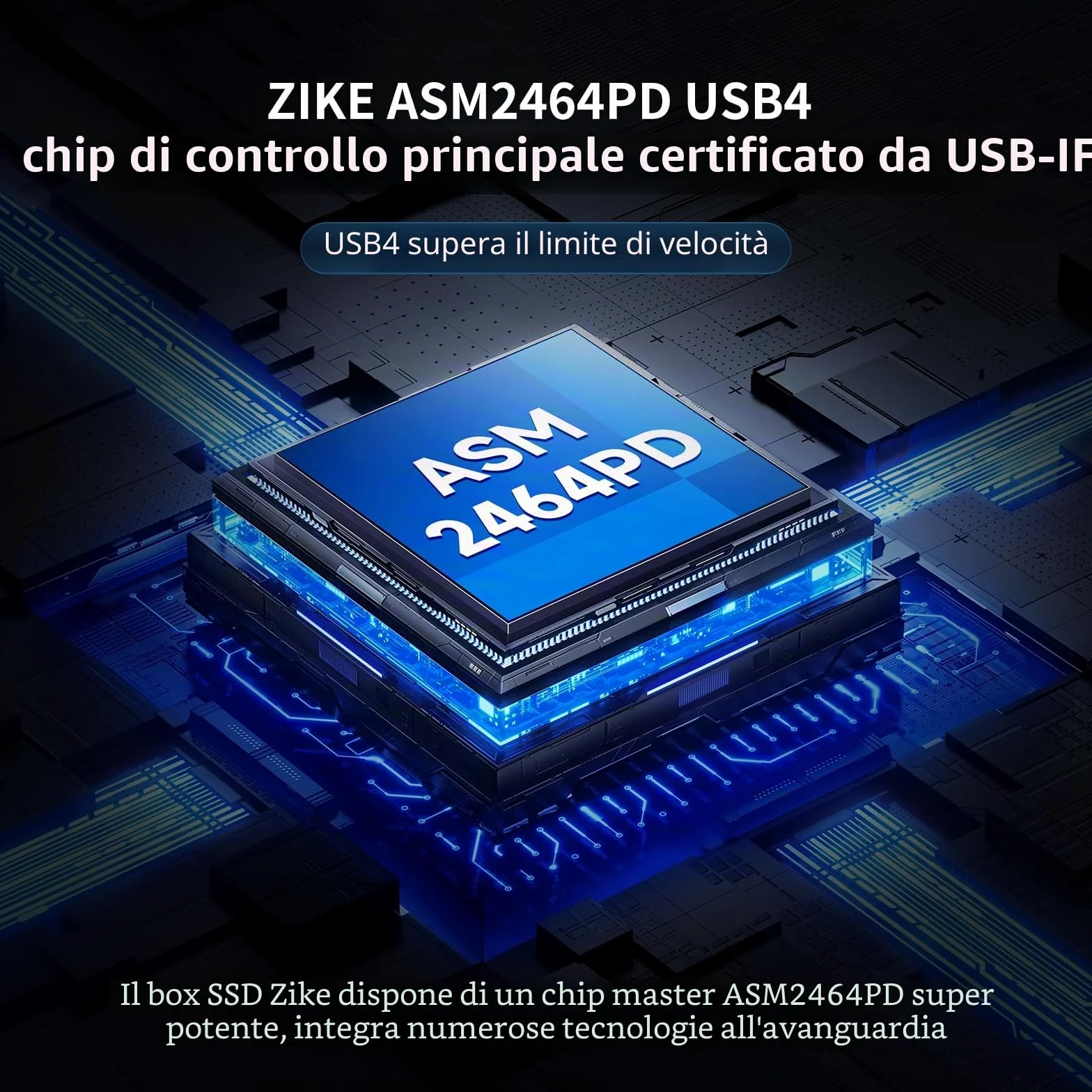 ZIKE Alloggiamento SSD da 40 Gbps M.2 NVMe USB4 fino a 3811 MB/s in alluminio Z666, compatibile con Thunderbolt4 M.2 M-Key 2280, USB4 USB3.2 Gen2/Gen1 PCI-E Gen 4x4