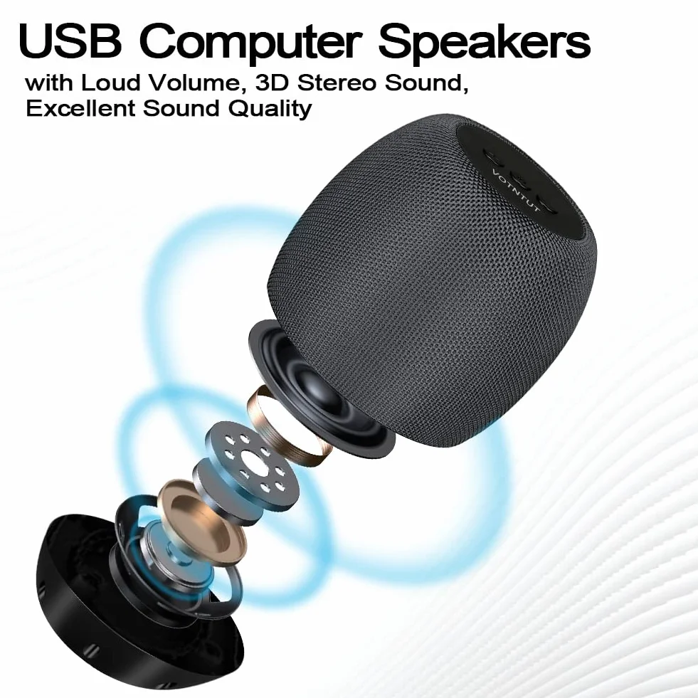 ZETIY Mini Altoparlante per PC, Casse PC USB Stereo Sound, Design Antiscivolo, Portatile Speakers Soundbar per Desktop Notebook Laptop Cellulare