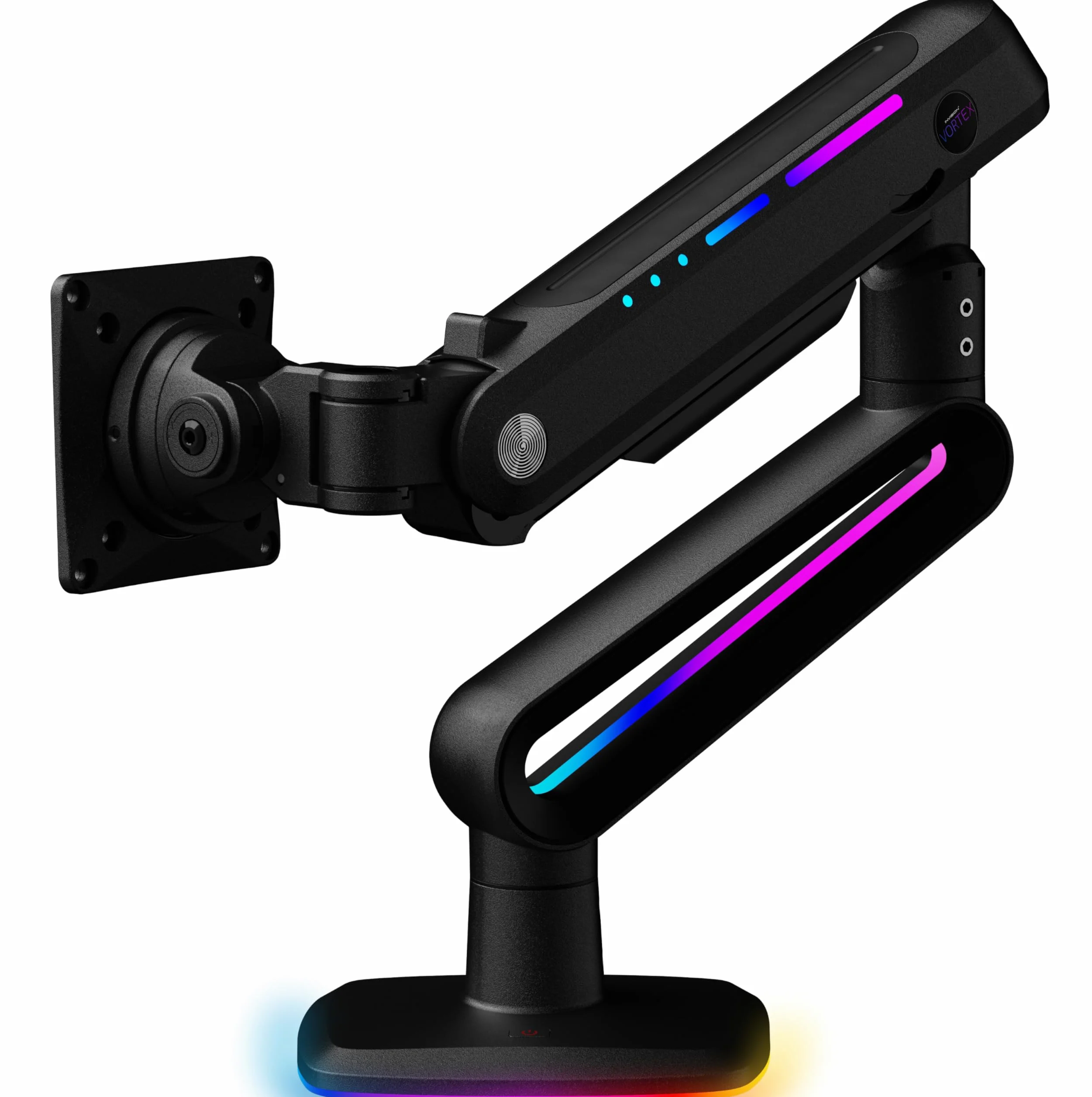 Invision VORTEX Supporto Braccio Monitor Gaming Schermi 27 a 57 pollici | Curvo e UltraWide | Alimentato Tramite USB 5 V | Luci LED RGB Integrate a 14 Modalità | 3-18 kg MAX (VR200)
