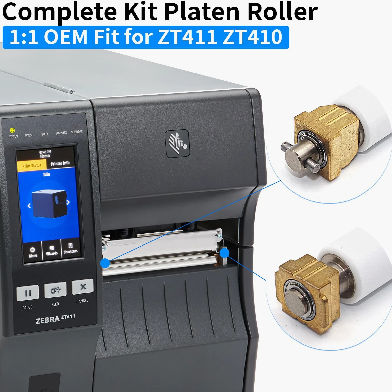 P1058930-080 Kit rullo per piastra per Zebra ZT410 ZT411 Rullo di trasferimento stampante termica per etichette 203dpi 300dpi 600dpi