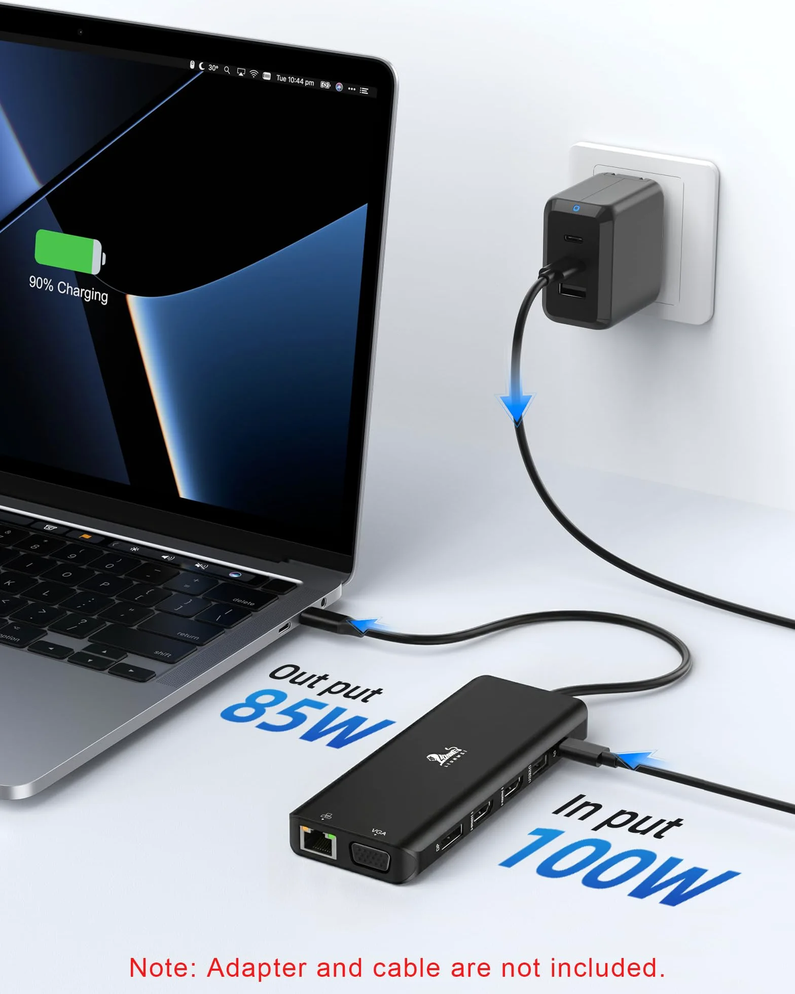 USB C Docking Station 3 Monitor 13 in 1 Hub USB-C con 2 HDMI 4K@60Hz, 8K@30Hz DisplayPort, VGA, 3 USB 3.1 10Gbps, PD 100W, Gigabit Ethernet, adattatore multi-monitor per MacBook Dell HP, nero