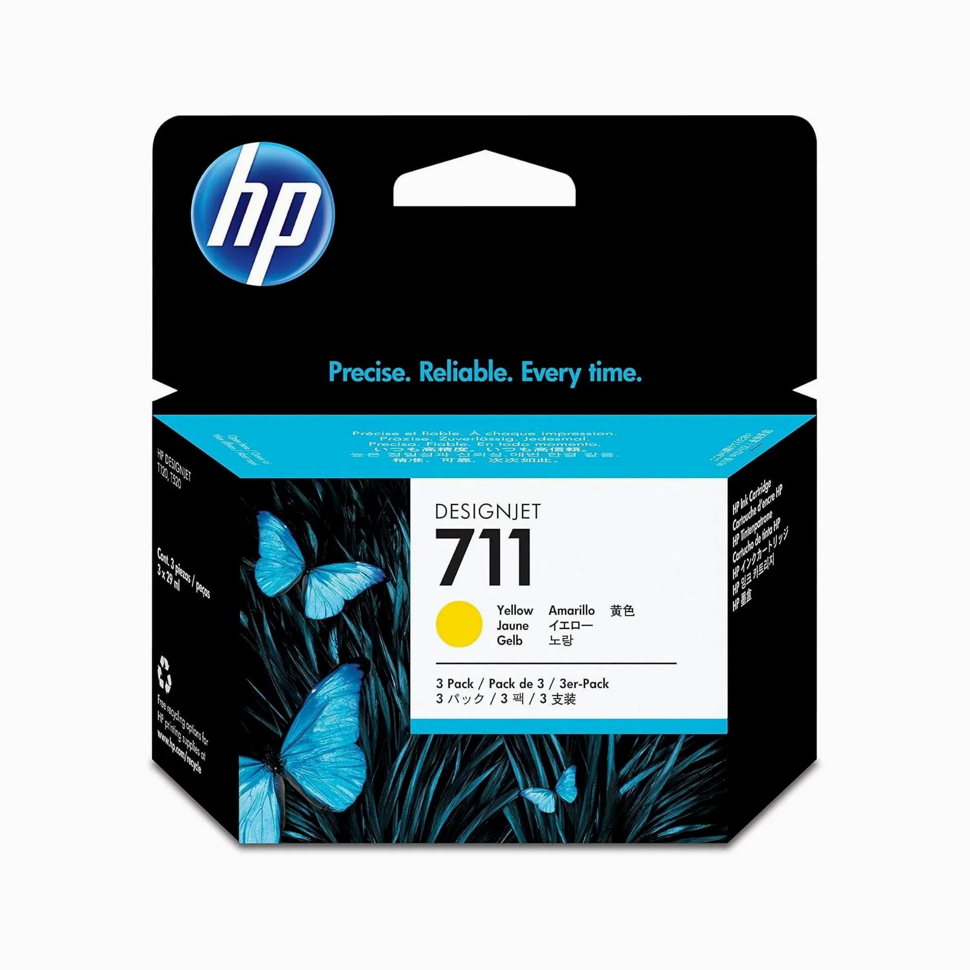 HP 711 Giallo, Cartuccia Inchiostro Originale | Compatibile con HP DesignJet T120, T125, T130, T520, T525, T530, 29 ml (CZ136A)