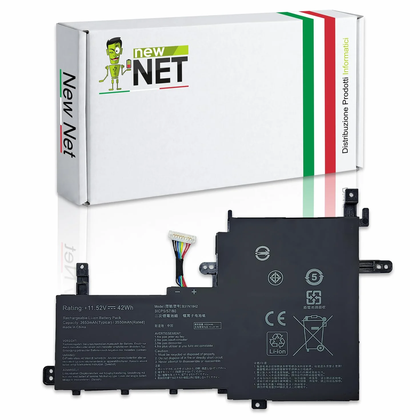 B31N1842 Batteria compatibile con ASUS VivoBook 15 K513 K513E K513EA K513EQ X513 X513E X513EA X513EAN X513EP M513 M513UA S513E S513EA F513E F513EA K531F K531FA X531 X531F X531FL [11.52V - 3653mAh]