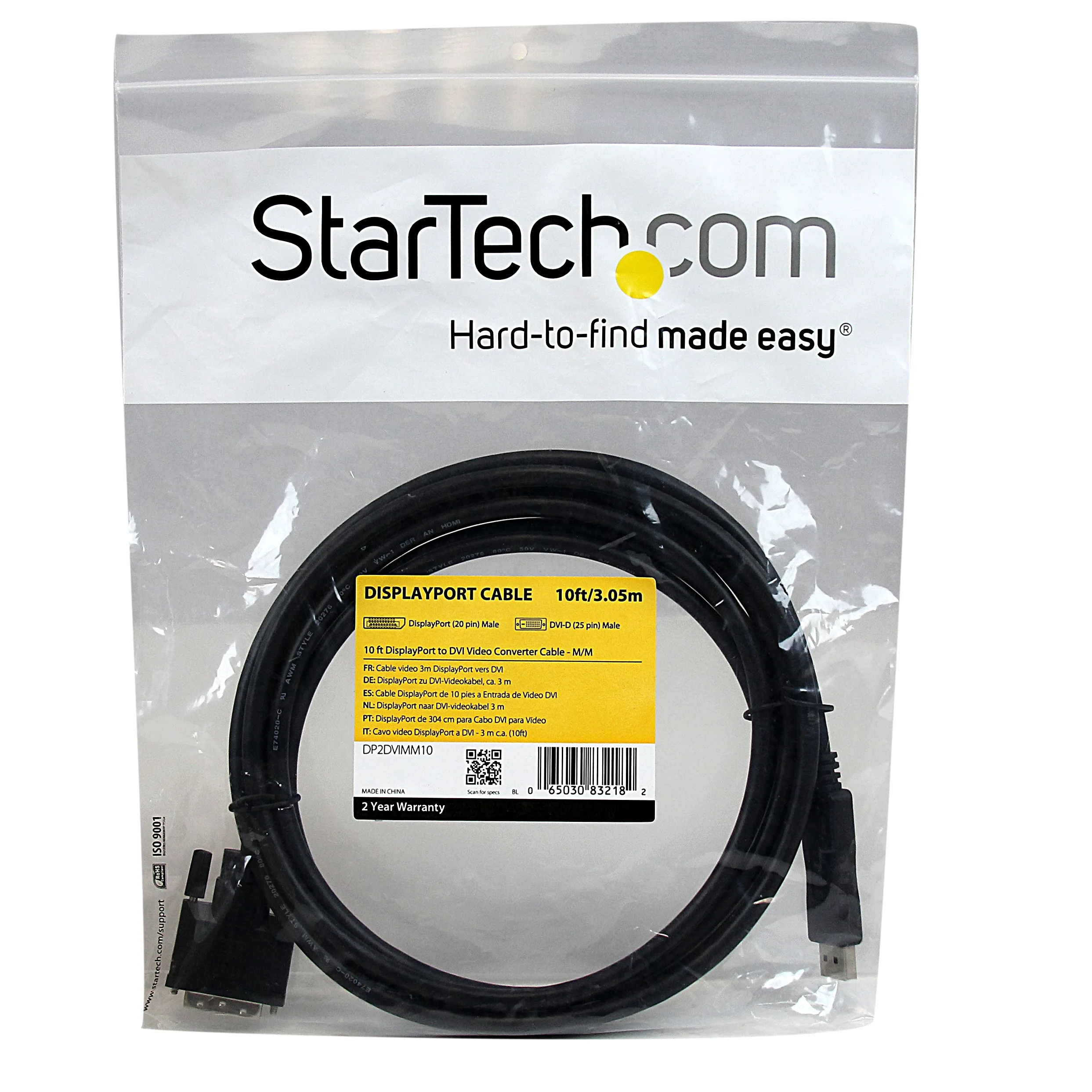 StarTech.com Cavo adattatore da DisplayPort a DVI da 3m., Convertitore video DP a DVI M/M (DP2DVIMM10)