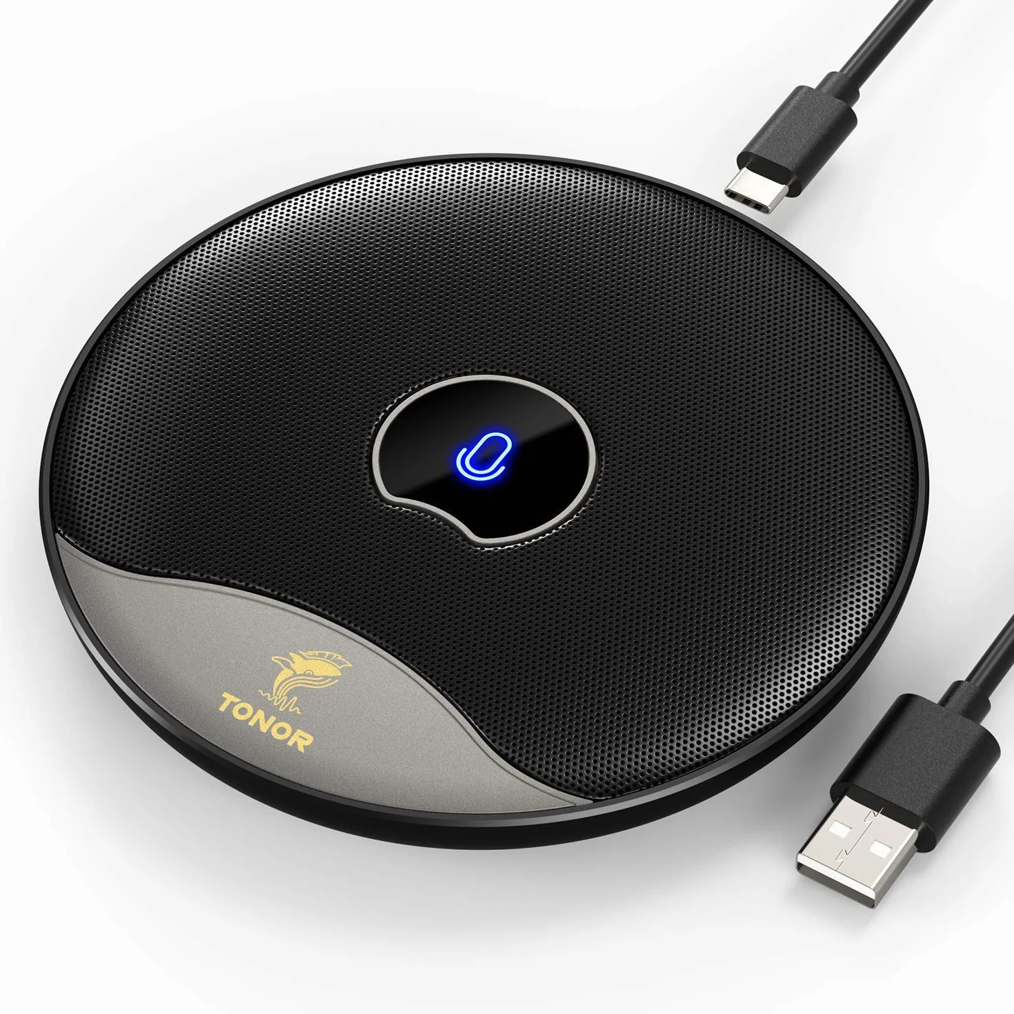 TONOR Microfono USB per Conferenze, Microfono Omnidirezionale a Condensatore per PC e Computer con Pulsante Muto per Riunioni/Lezioni Online, Chiamate Zoom, Chat Skype, Plug and Play (TM20)