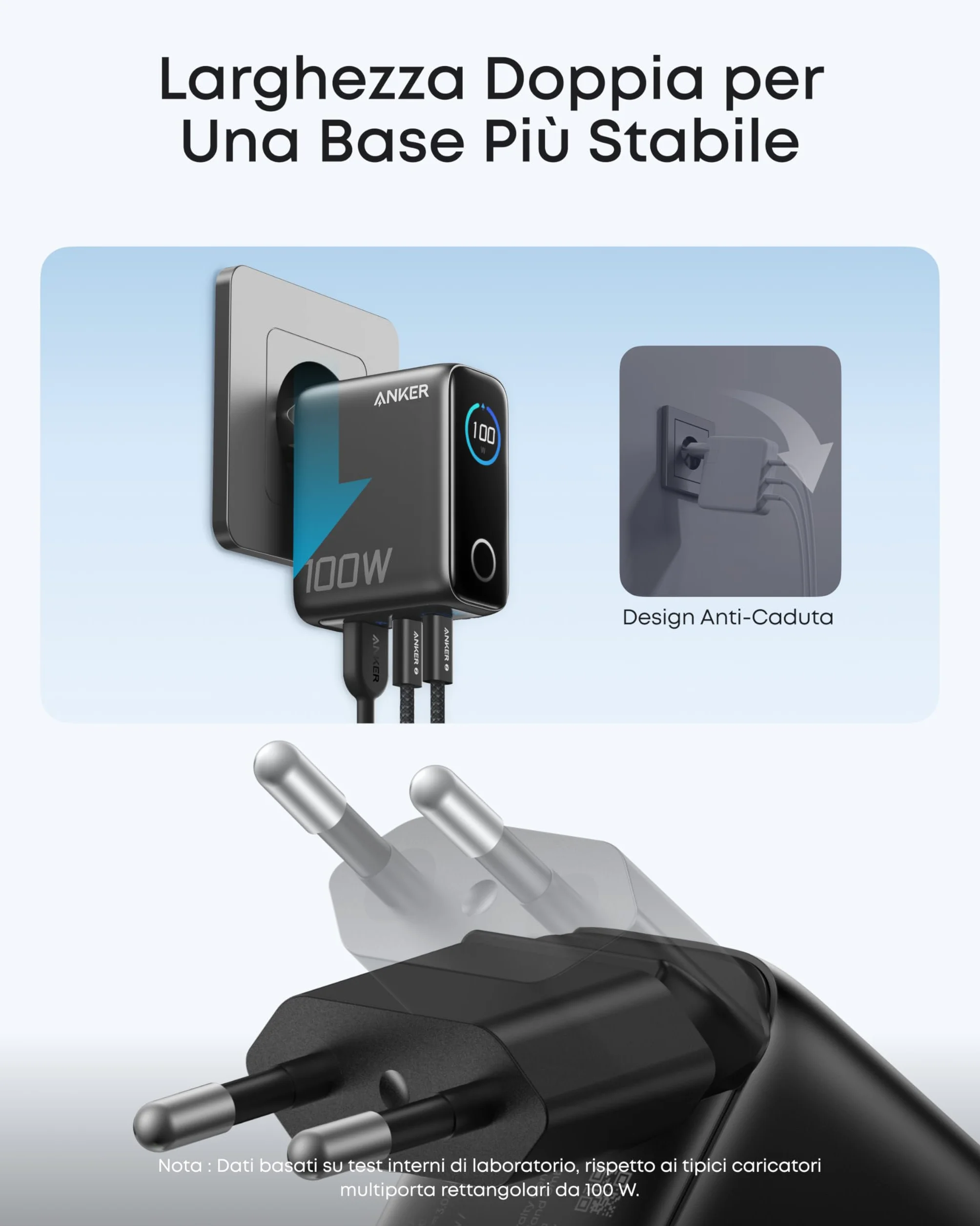 Anker Nano Caricatore USB C 100W, GaN a 3 Porte e Ultra Compatto, Display Intelligente e Controllo Touch, per iPhone 17 Pro Max/16/15, Samsung S25 Ultra, MacBook Air/Pro, e Altri (USB C Cavo Iincluso)